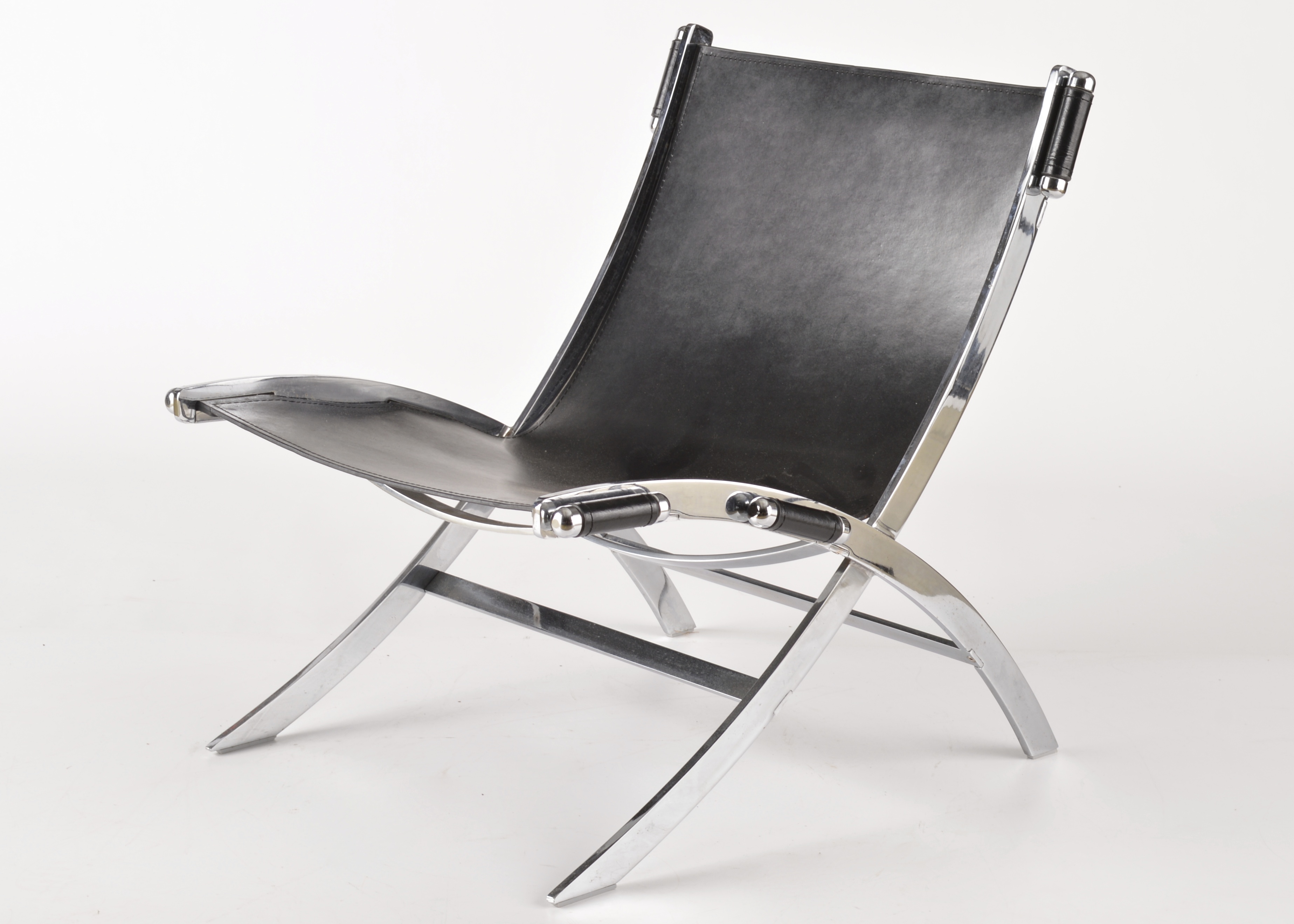 Leather and Chrome Scissor Chair