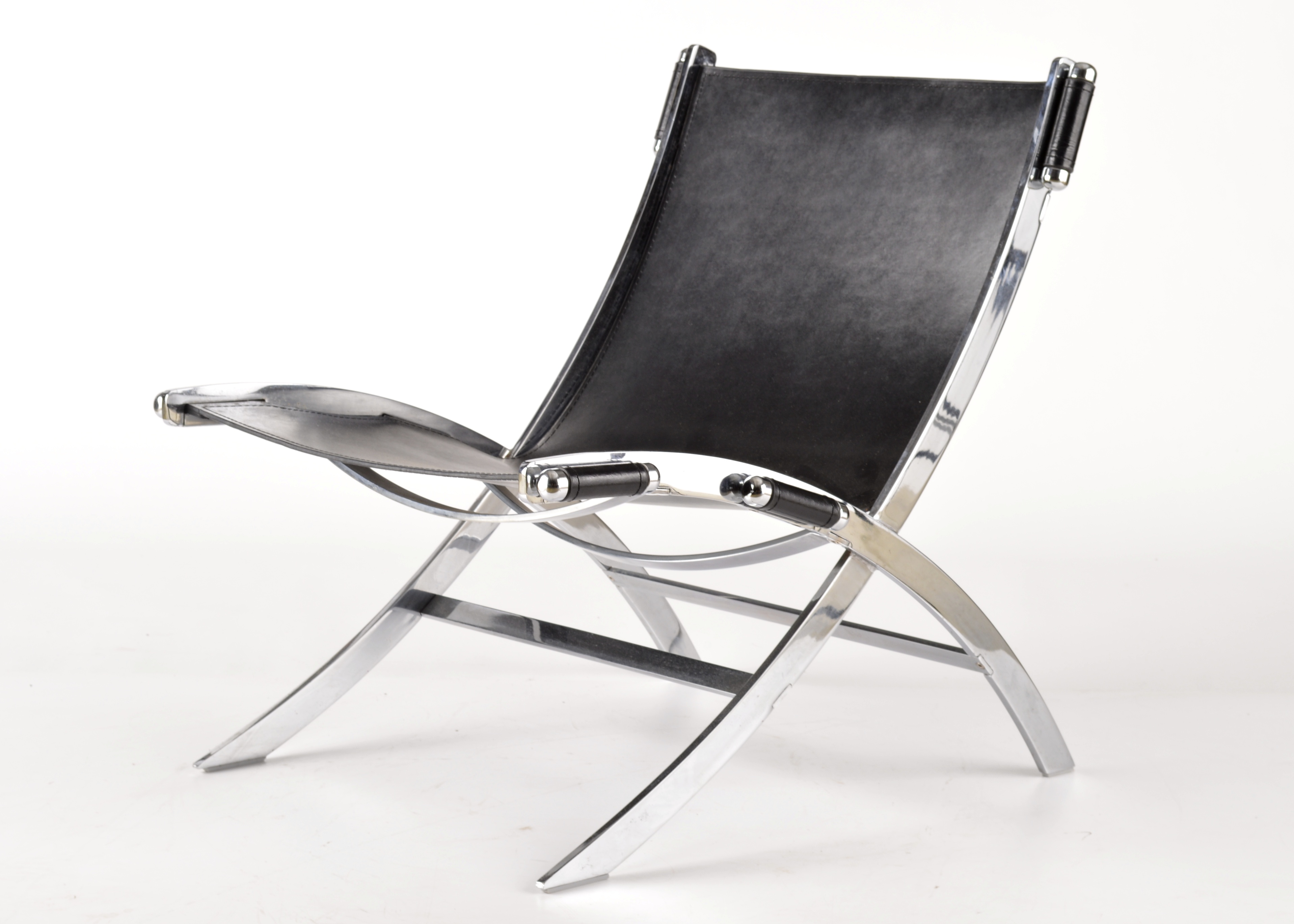 Leather and Chrome Scissor Chair