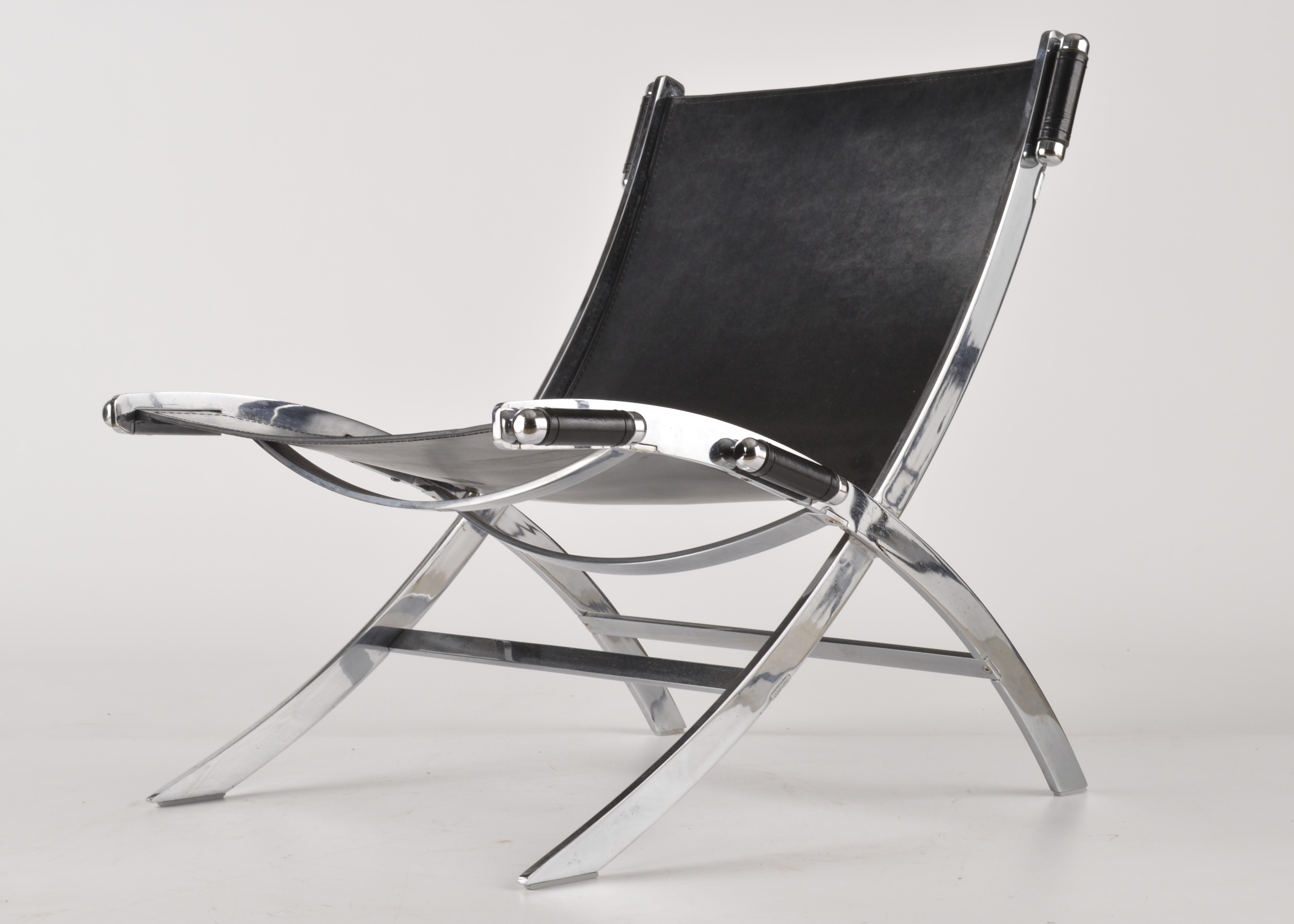 Leather and Chrome Scissor Chair