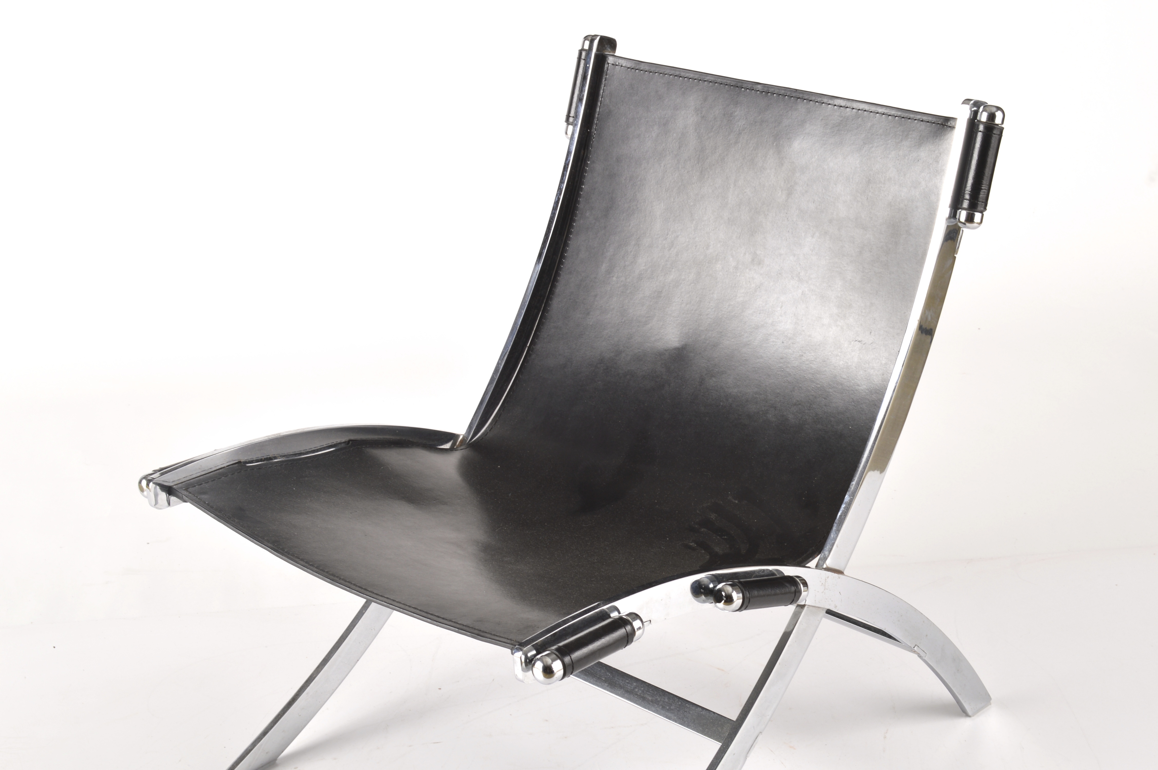 Leather and Chrome Scissor Chair