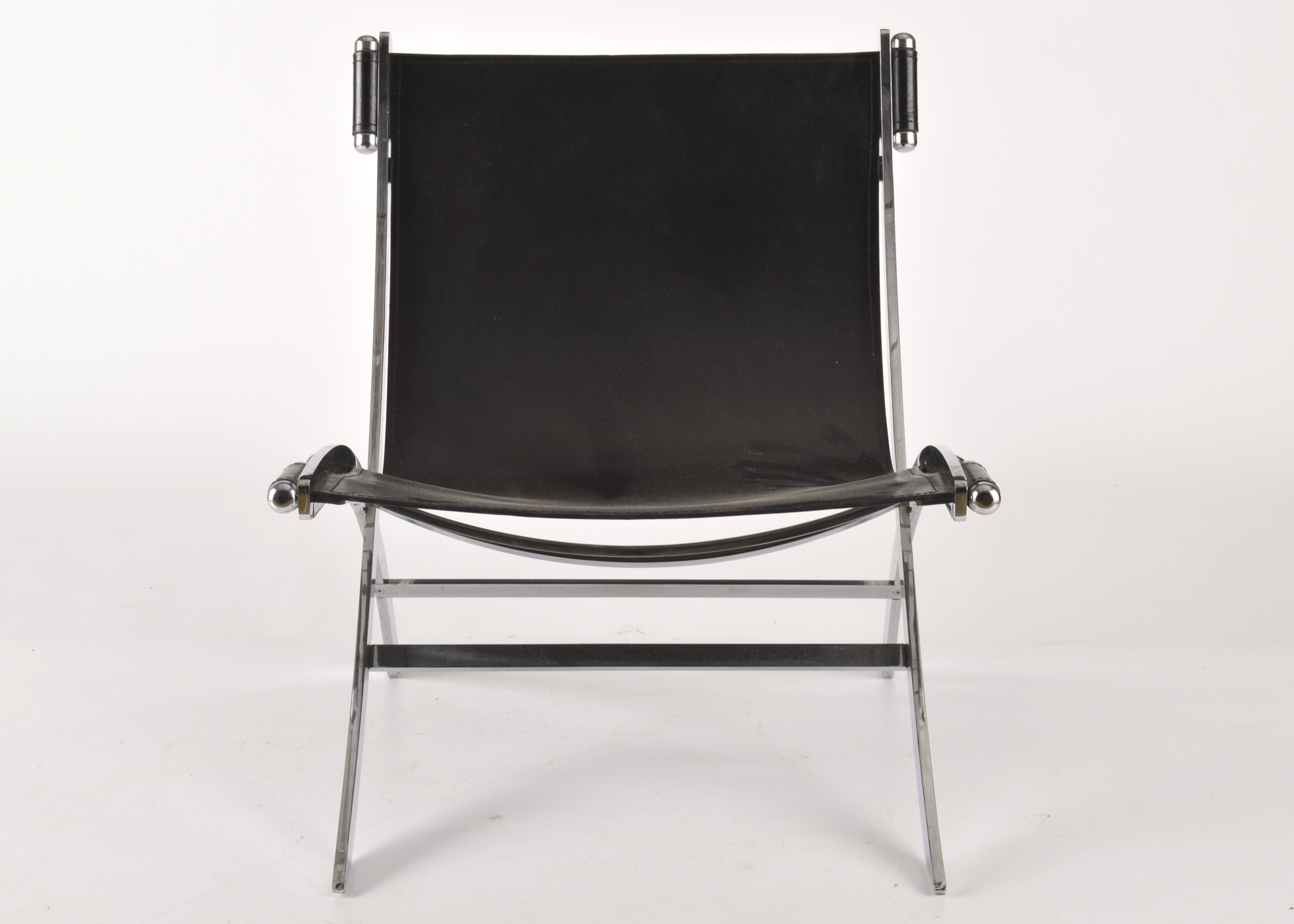 Leather and Chrome Scissor Chair