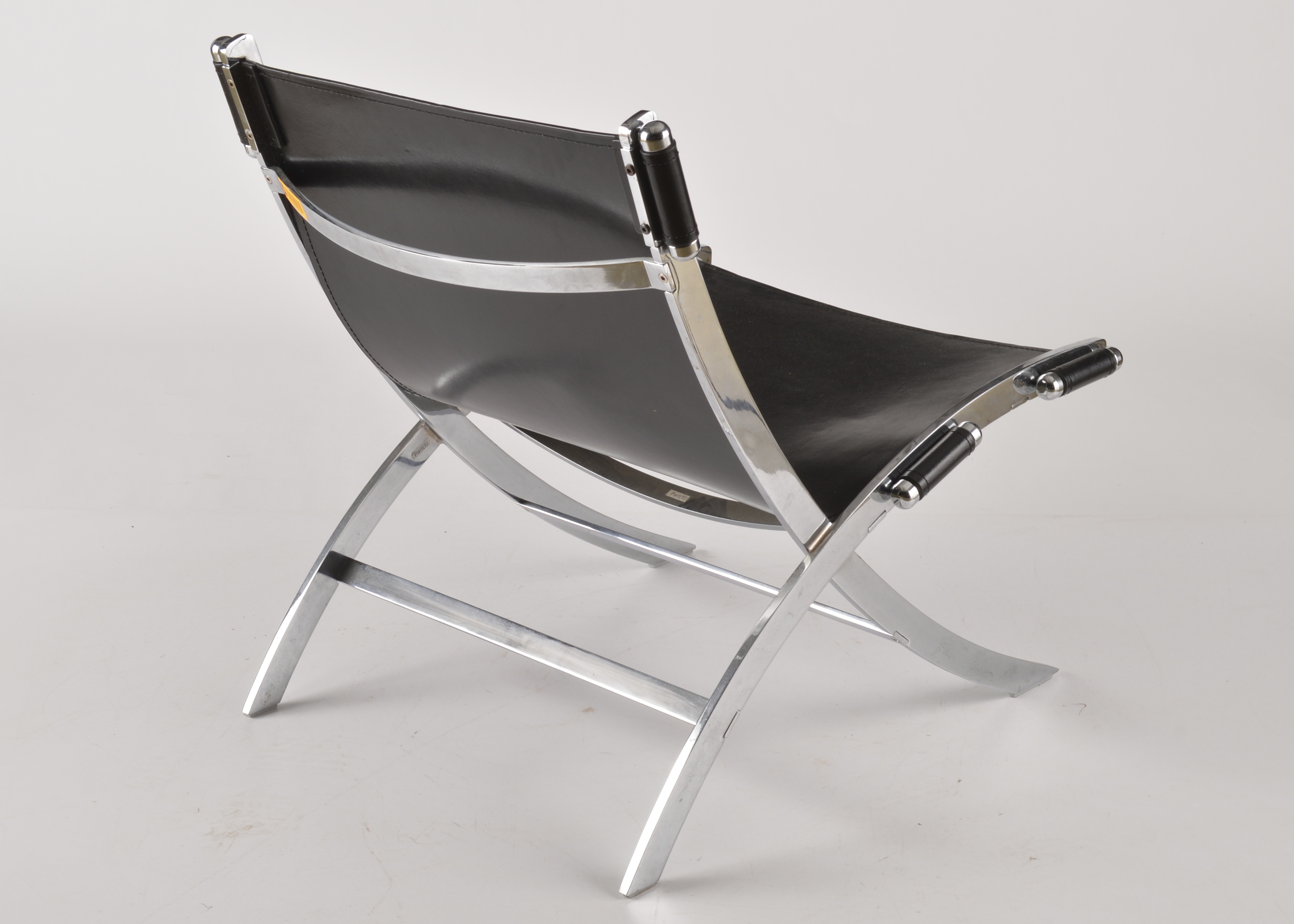 Leather and Chrome Scissor Chair