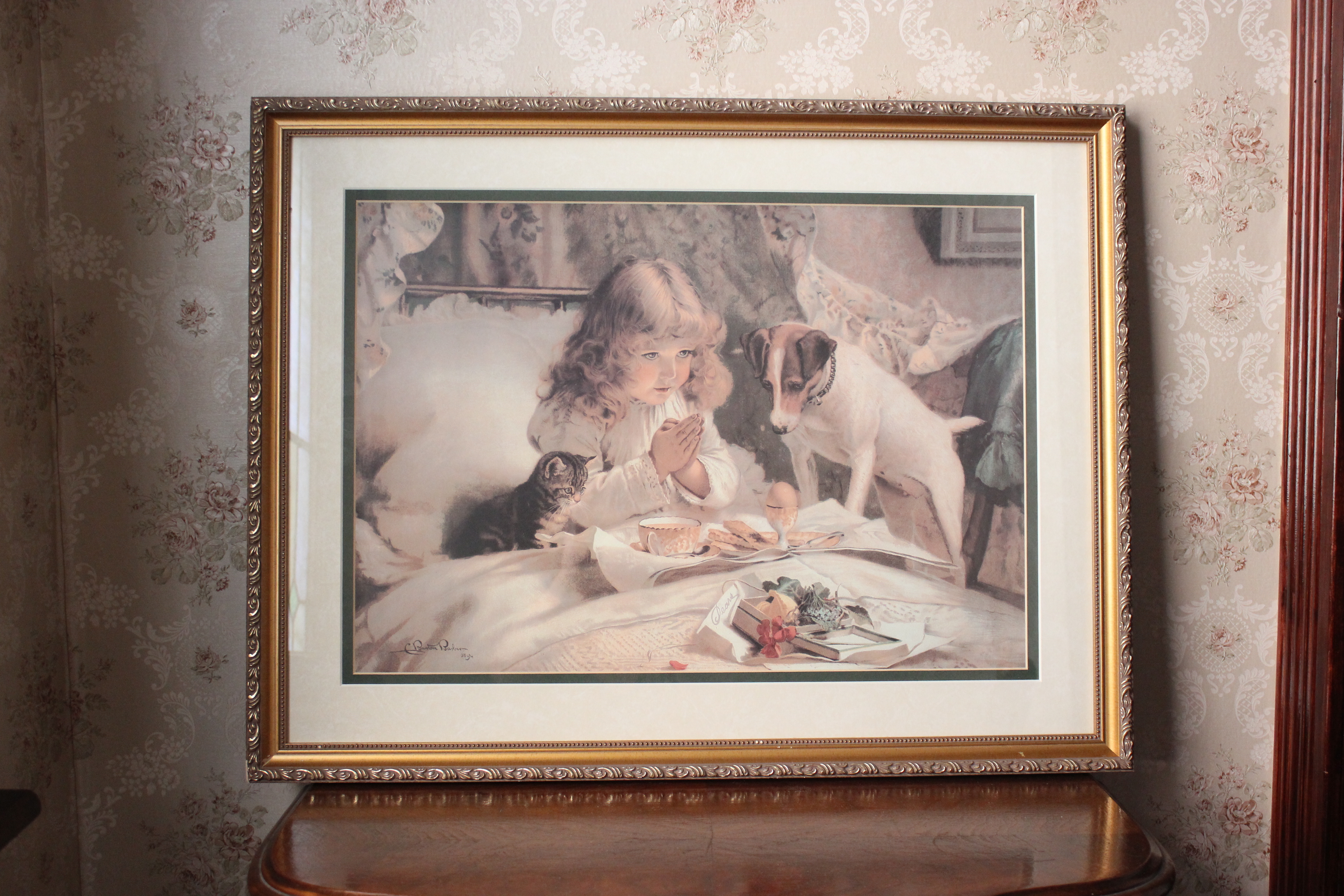 Antique Print by Victorian Artist Charles Barber "Suspense"