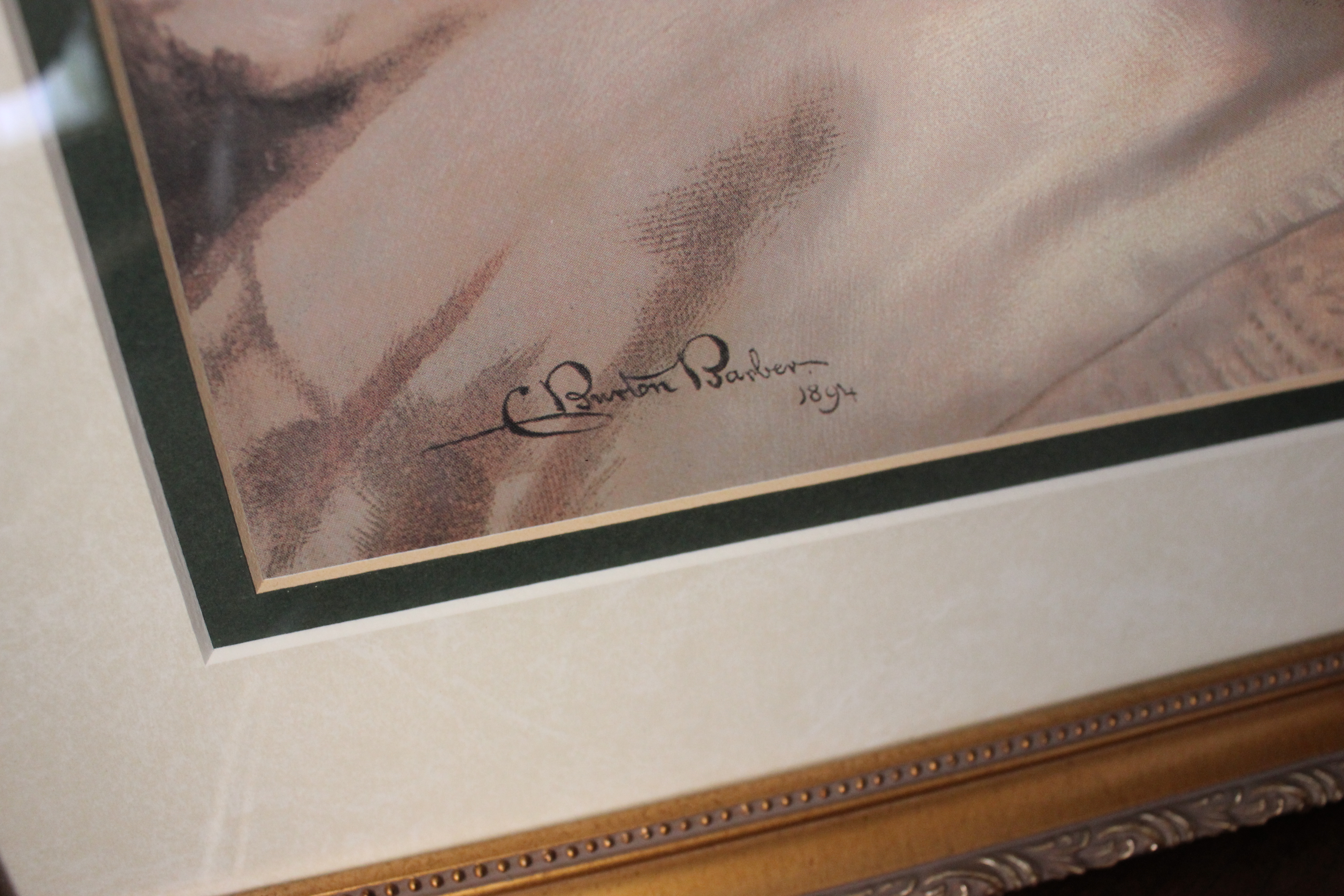 Antique Print by Victorian Artist Charles Barber "Suspense"