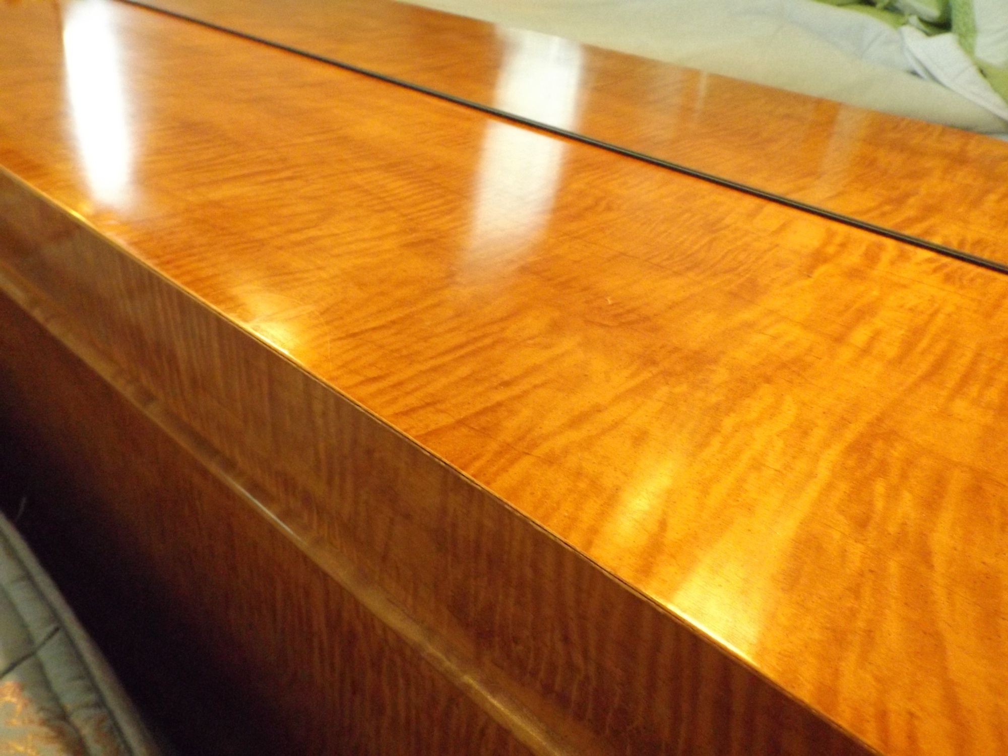 Mid-Century Lane King Tiger Maple Headboard and Night Stands