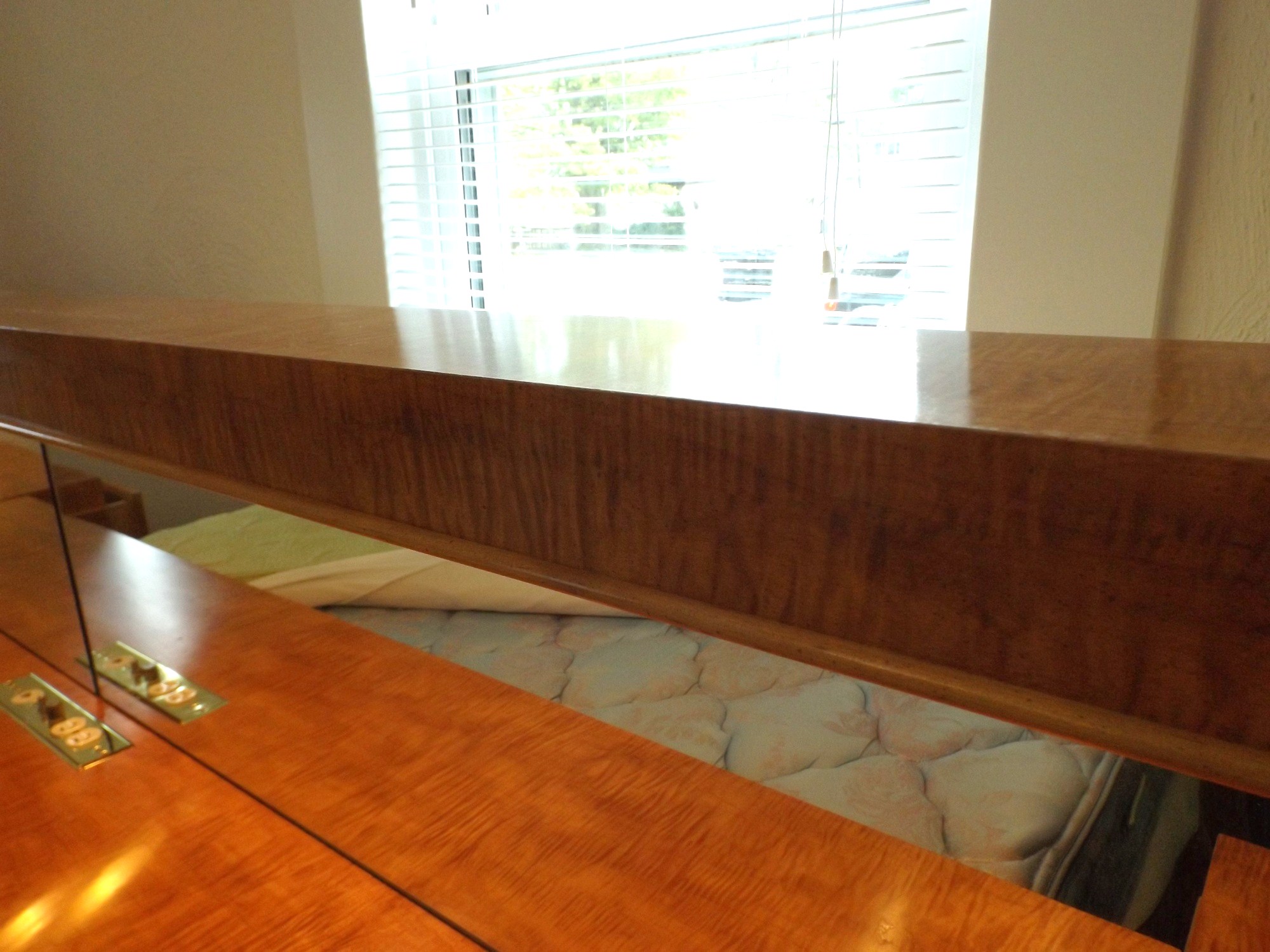 Mid-Century Lane King Tiger Maple Headboard and Night Stands