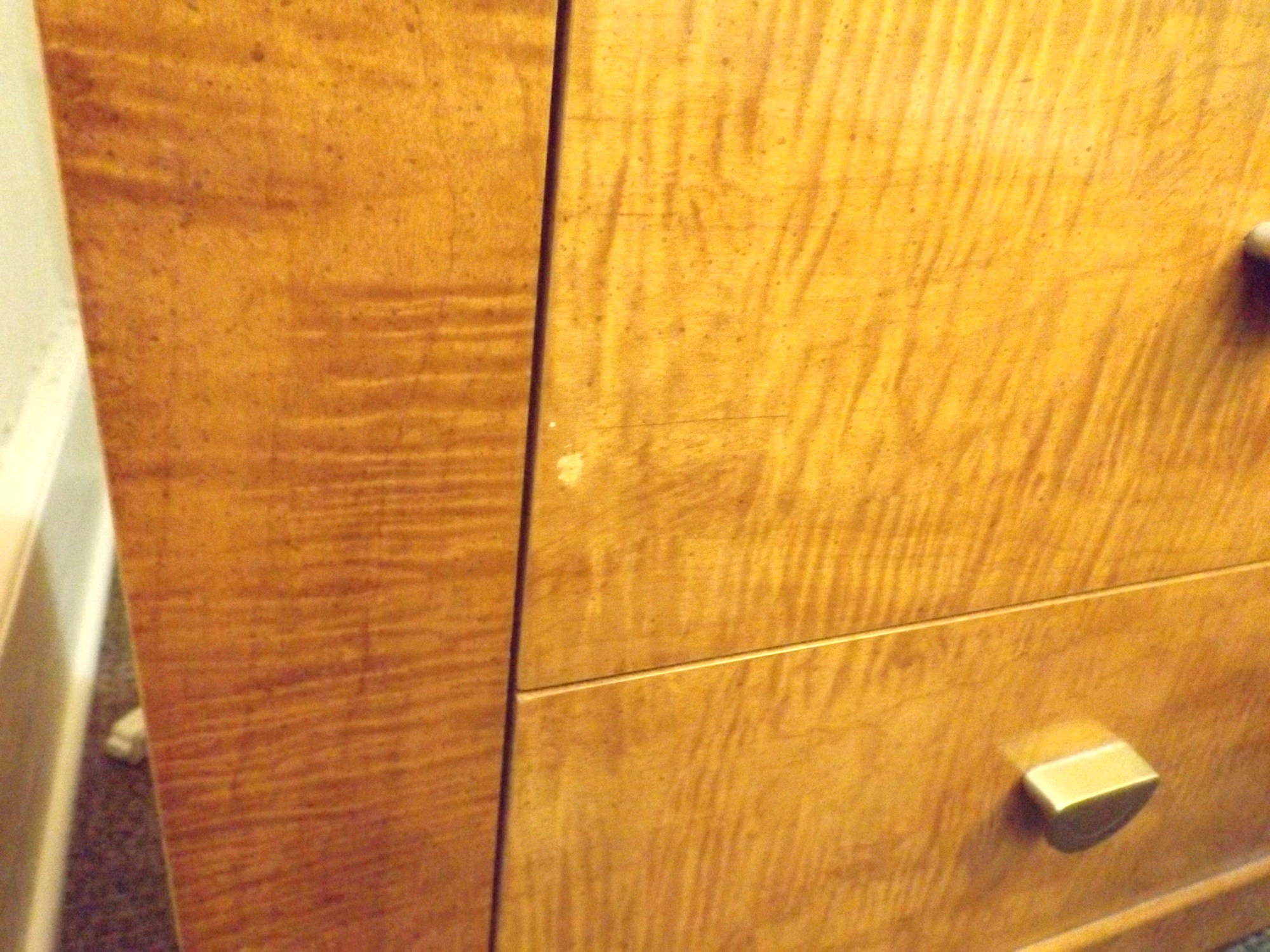 Mid-Century Lane King Tiger Maple Headboard and Night Stands