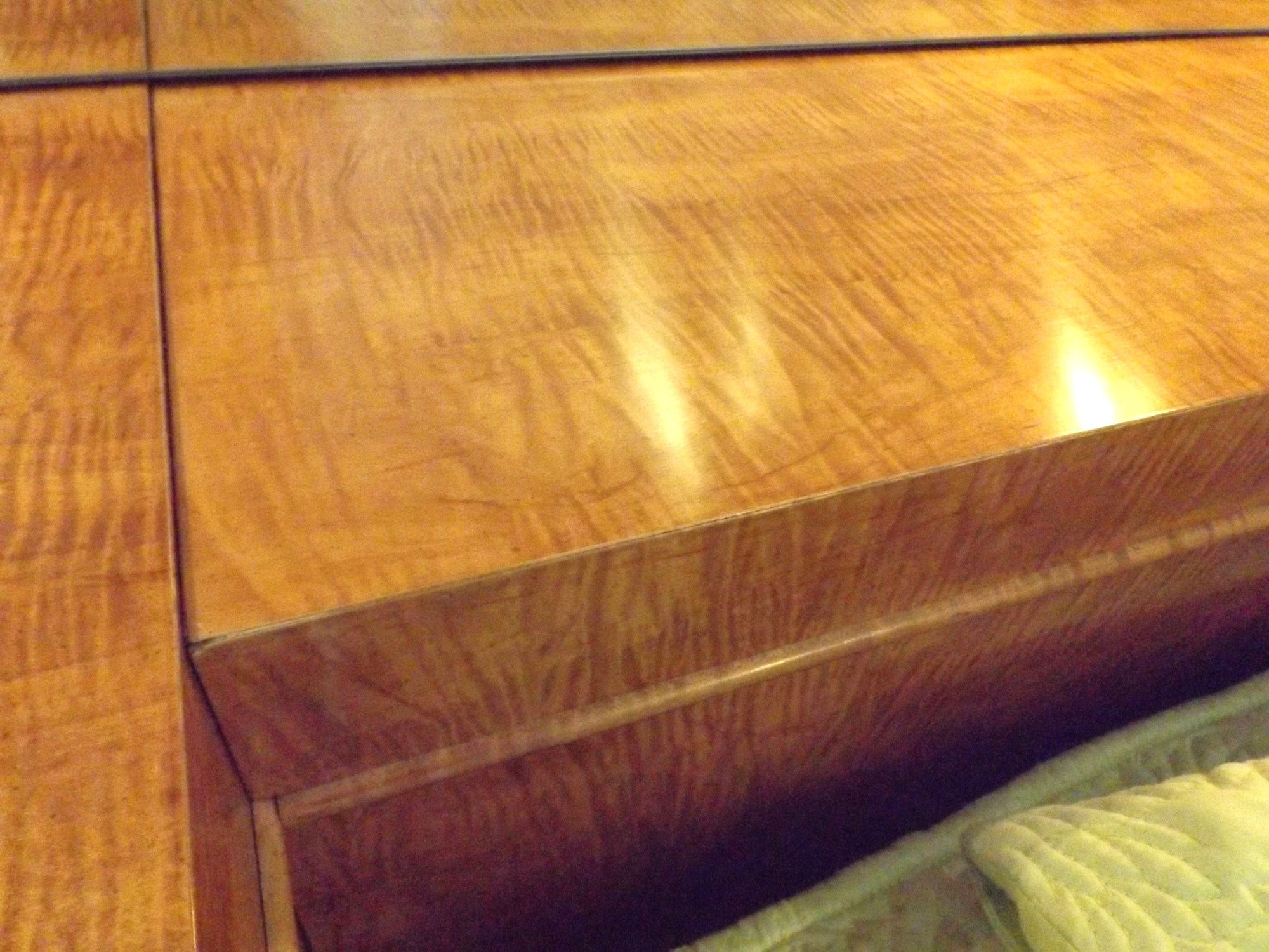 Mid-Century Lane King Tiger Maple Headboard and Night Stands