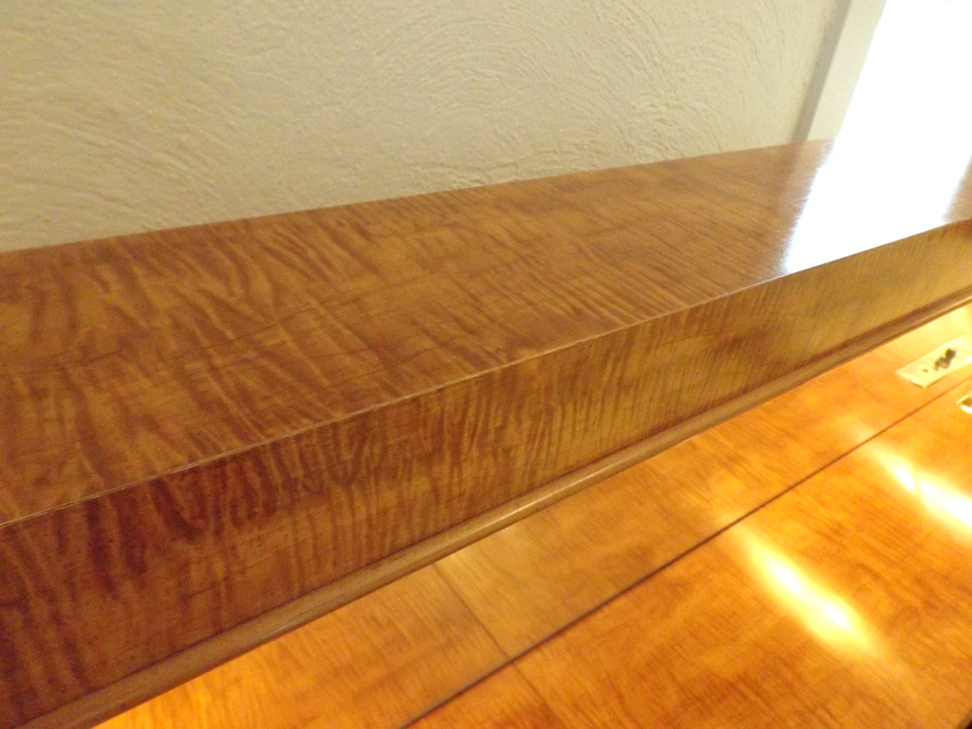 Mid-Century Lane King Tiger Maple Headboard and Night Stands