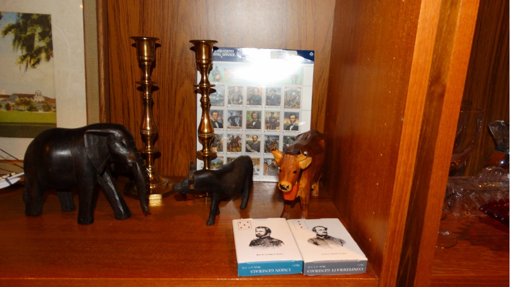 Shelf Lot Prints and Bibelots for Library or Den