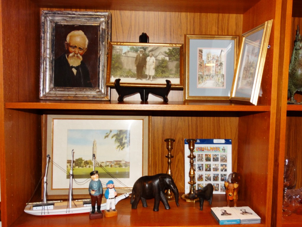 Shelf Lot Prints and Bibelots for Library or Den