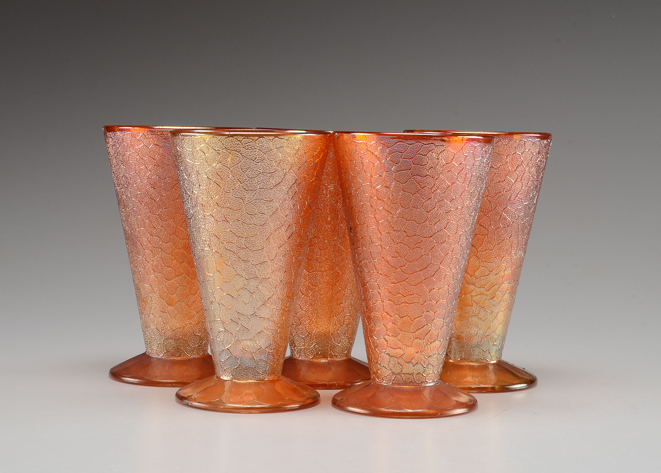 Orange Glass Dish and Drinking Glasses