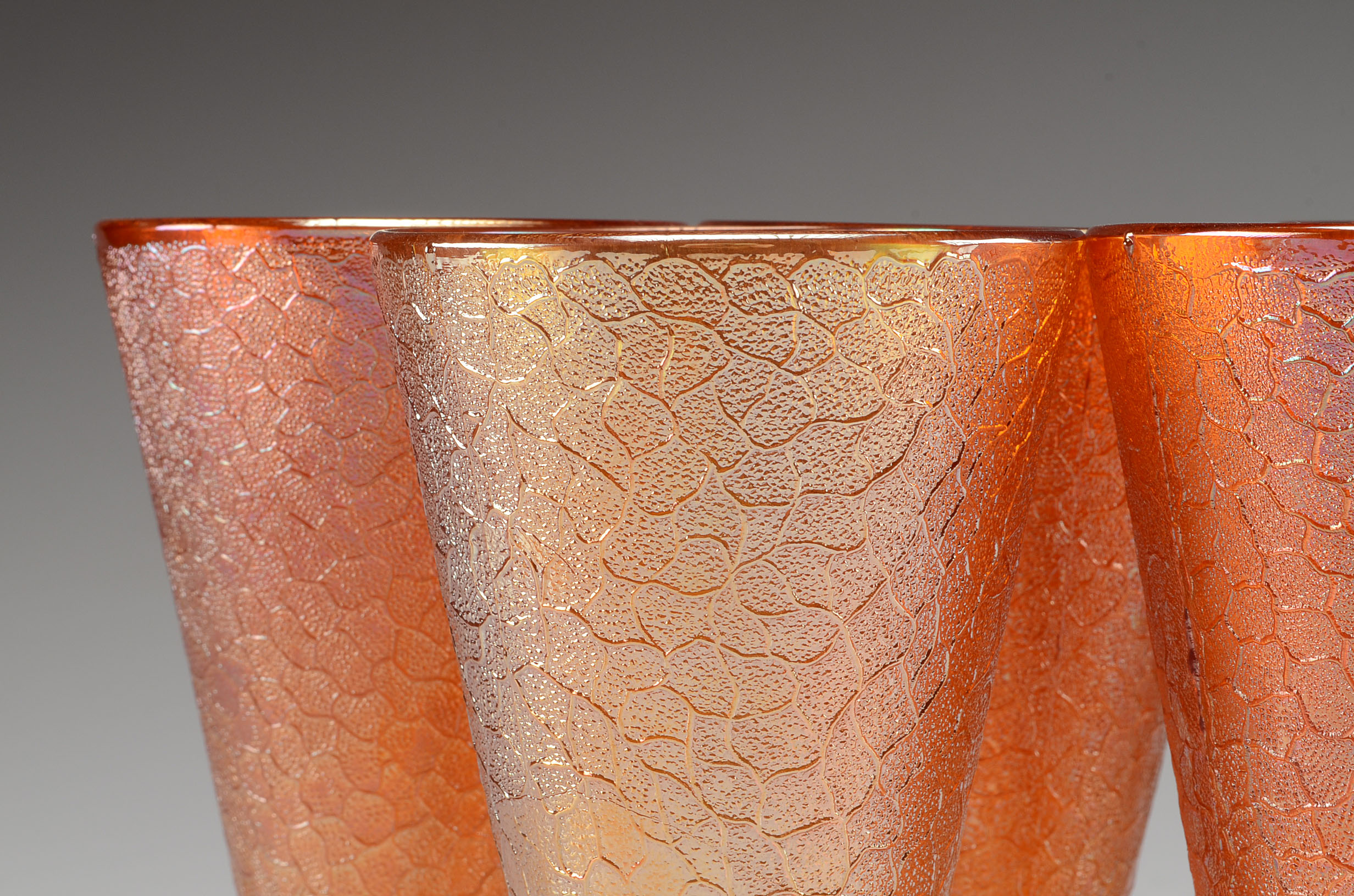 Orange Glass Dish and Drinking Glasses