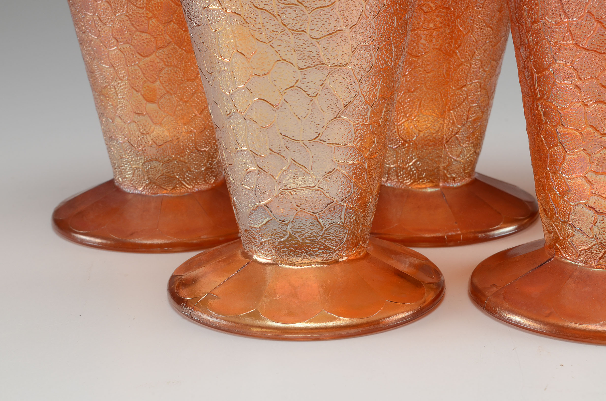 Orange Glass Dish and Drinking Glasses
