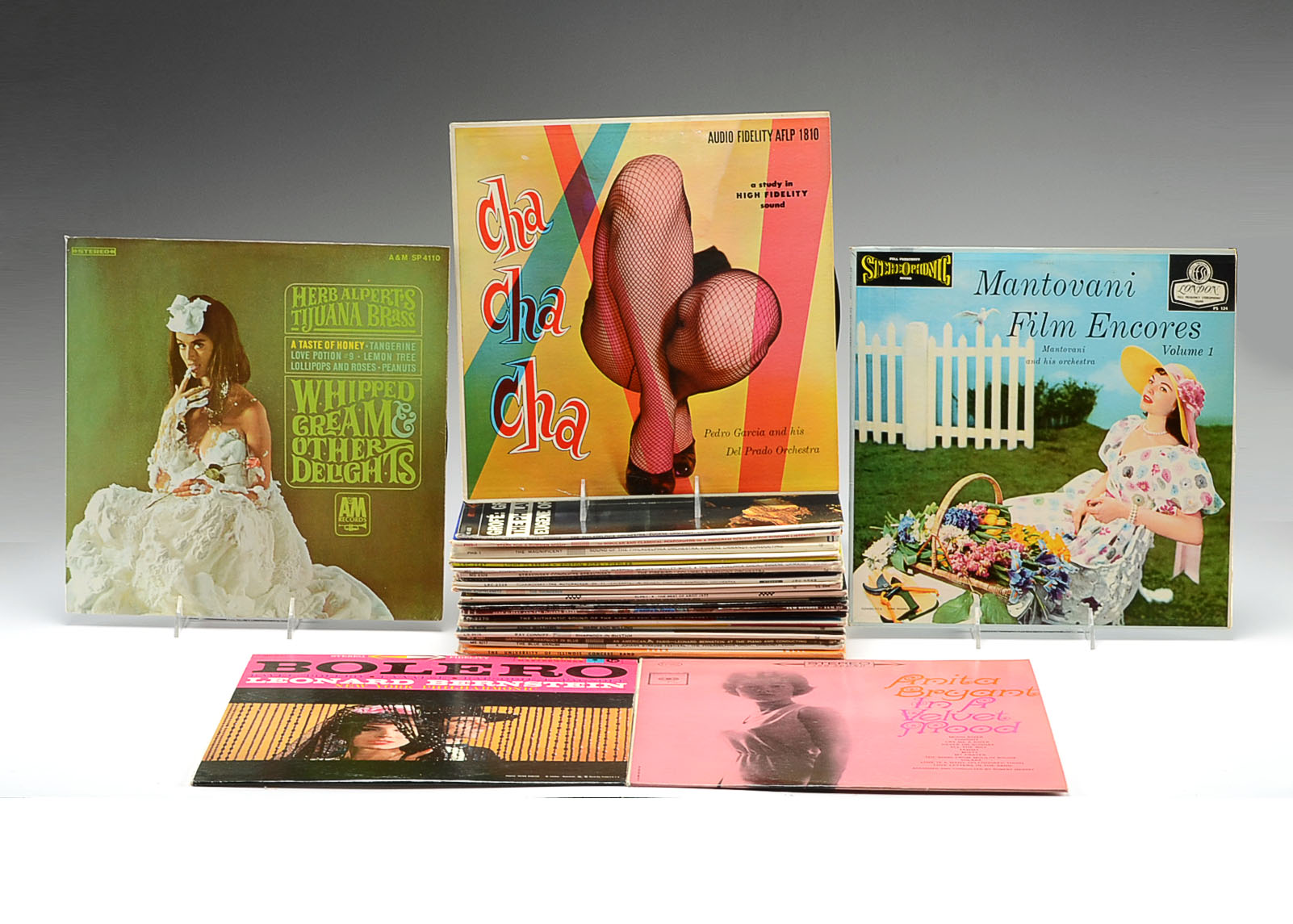 Vinyl Record Collection with Various Genres