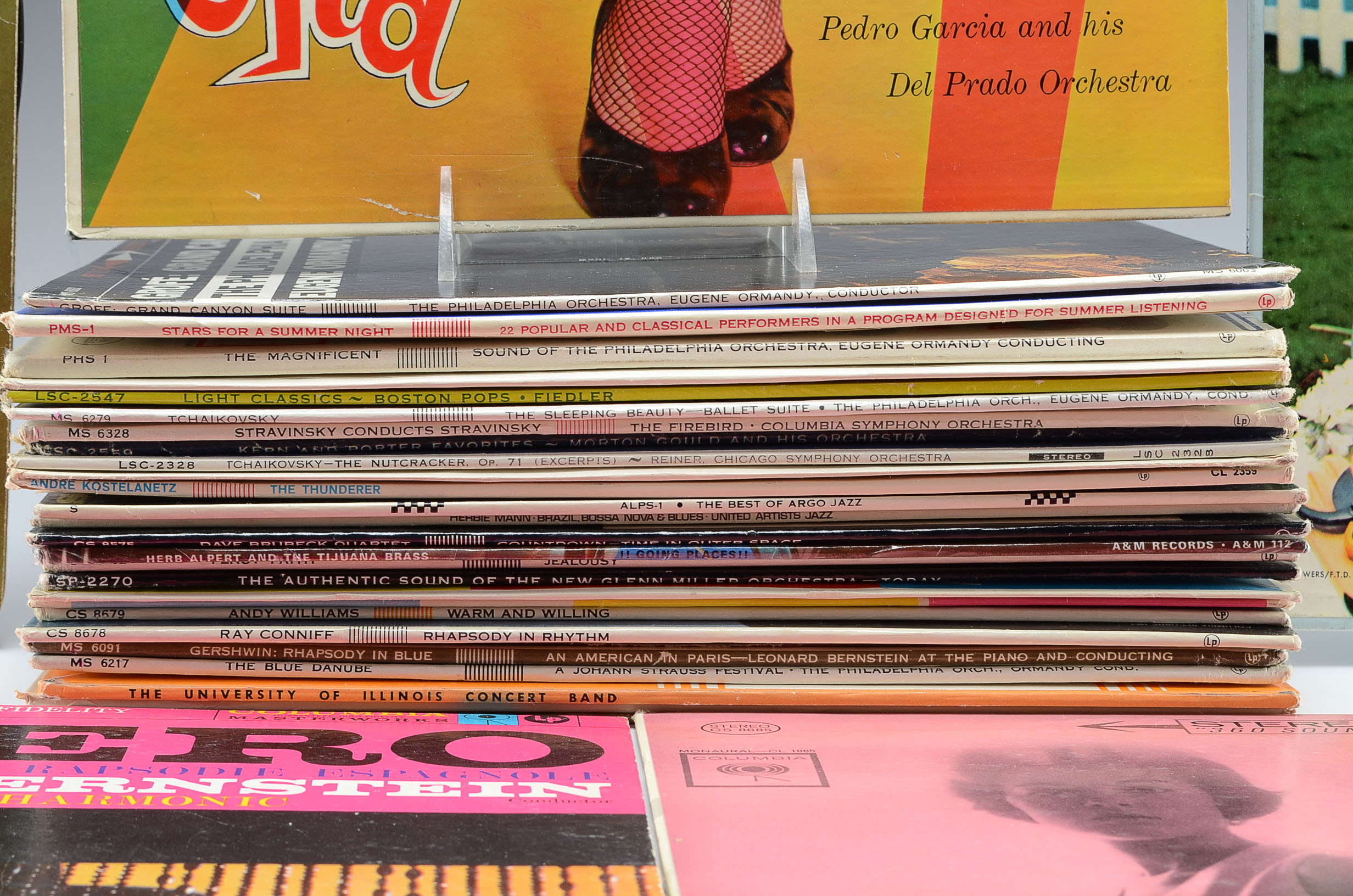 Vinyl Record Collection with Various Genres