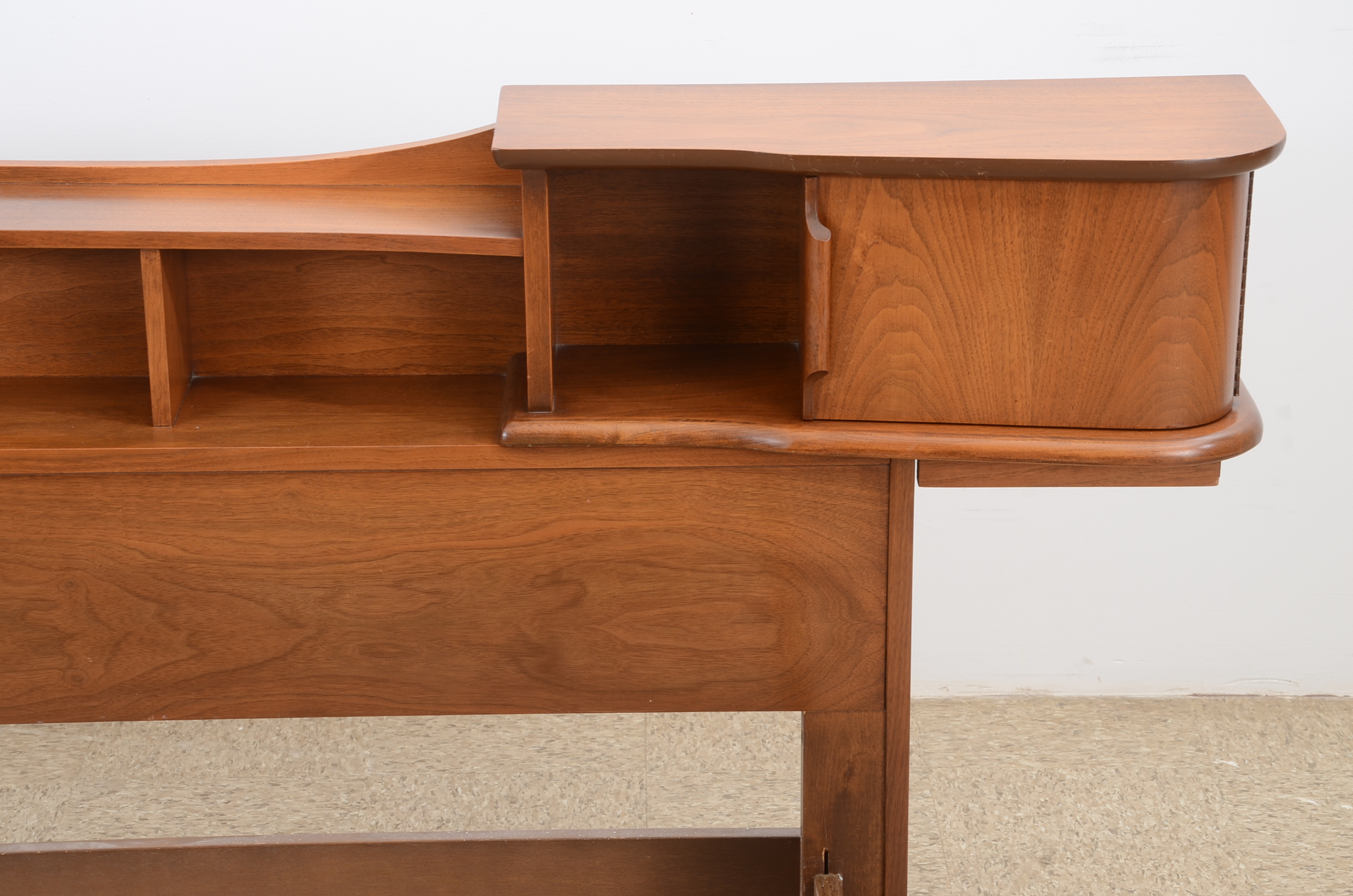 Solid Walnut Bed Frame with Headboard with Compartments 