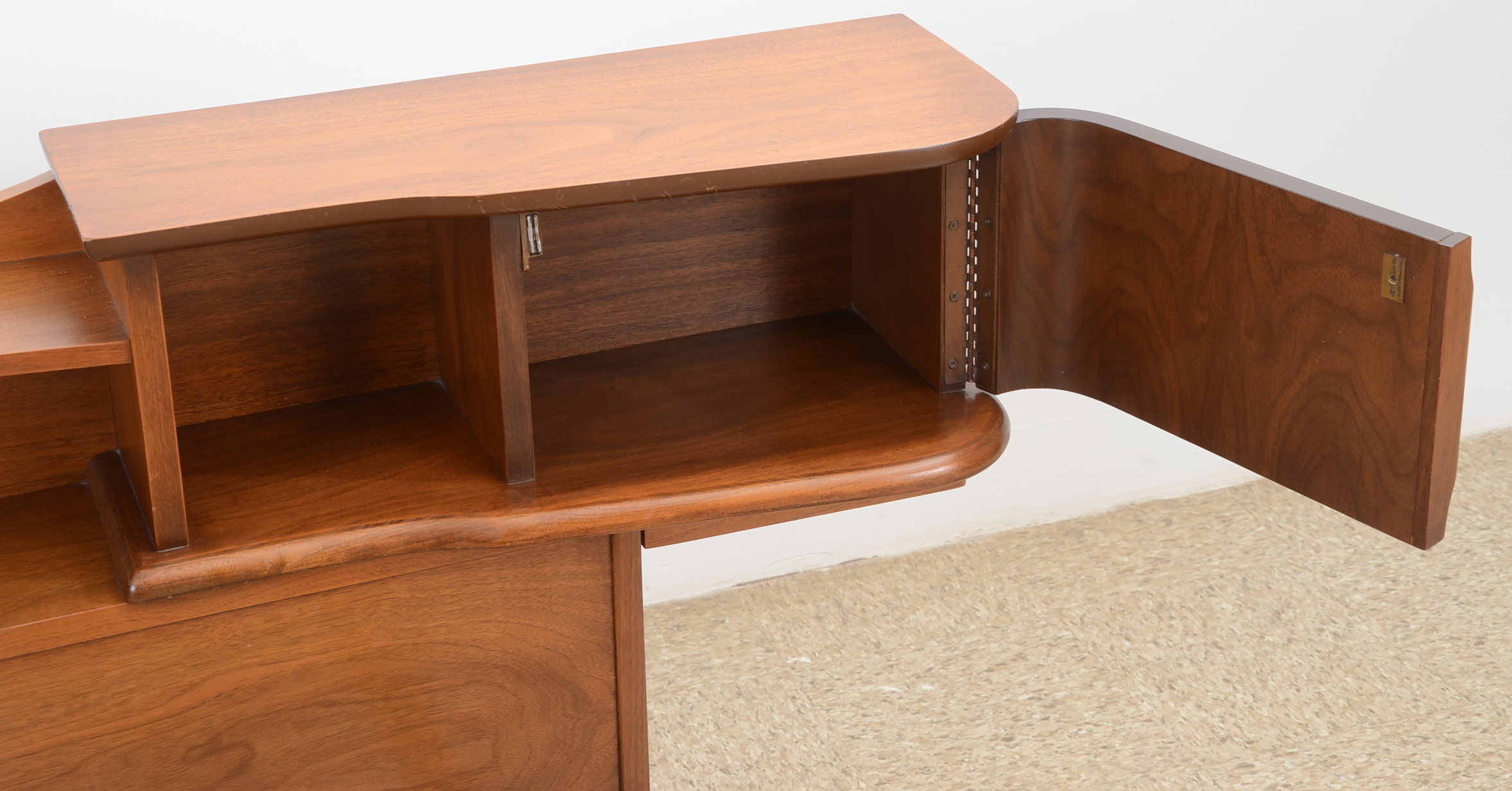 Solid Walnut Bed Frame with Headboard with Compartments 