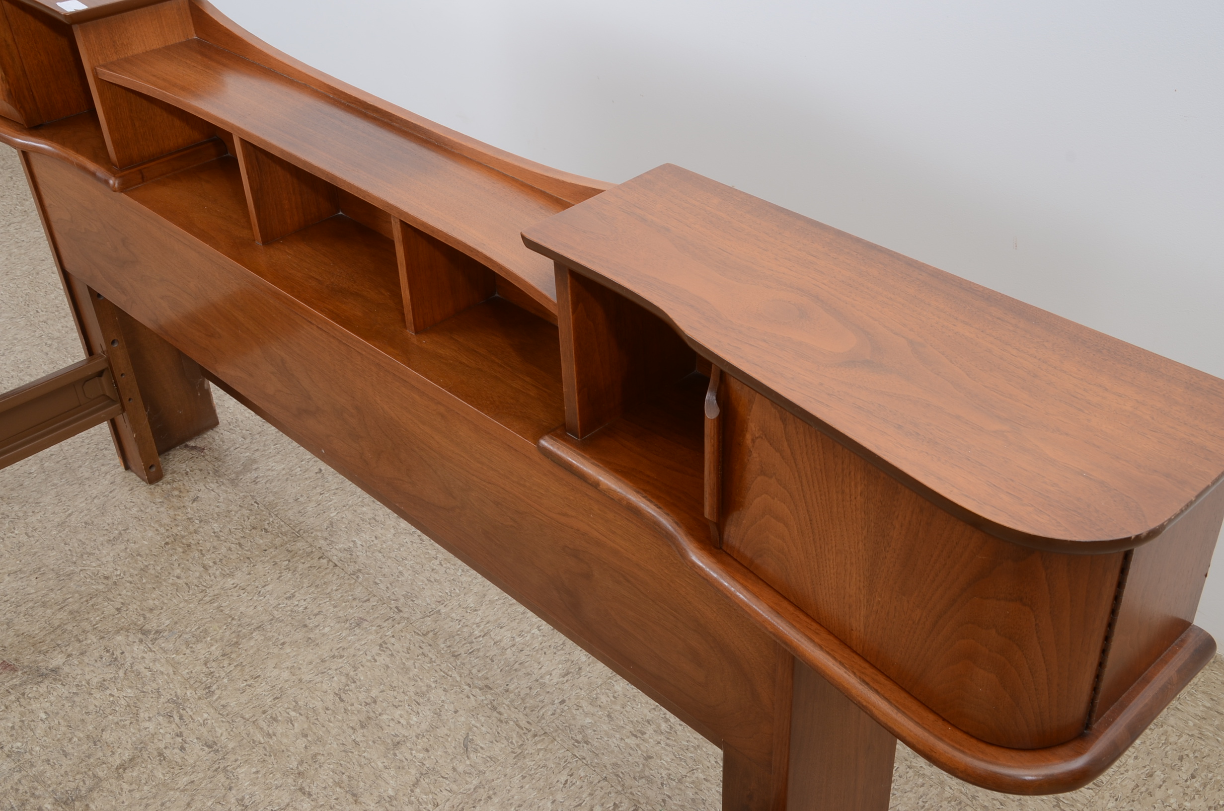 Solid Walnut Bed Frame with Headboard with Compartments 