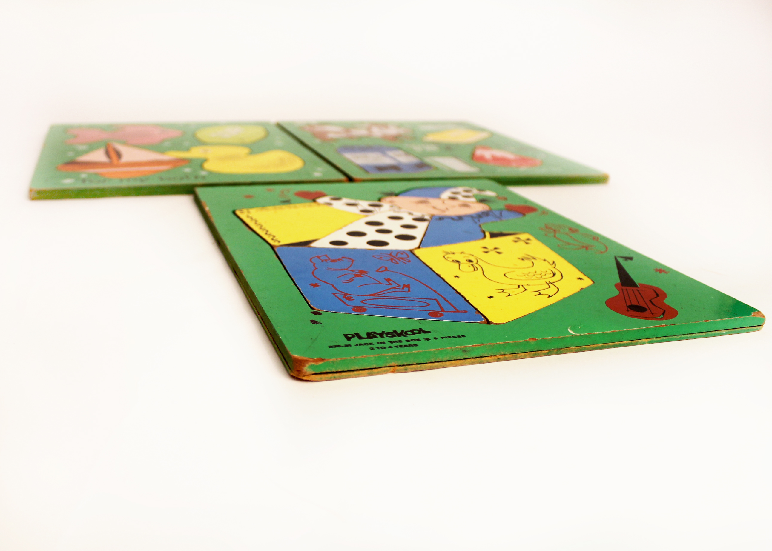 Collection of Five Vintage Playskool Wooden Tray Puzzles