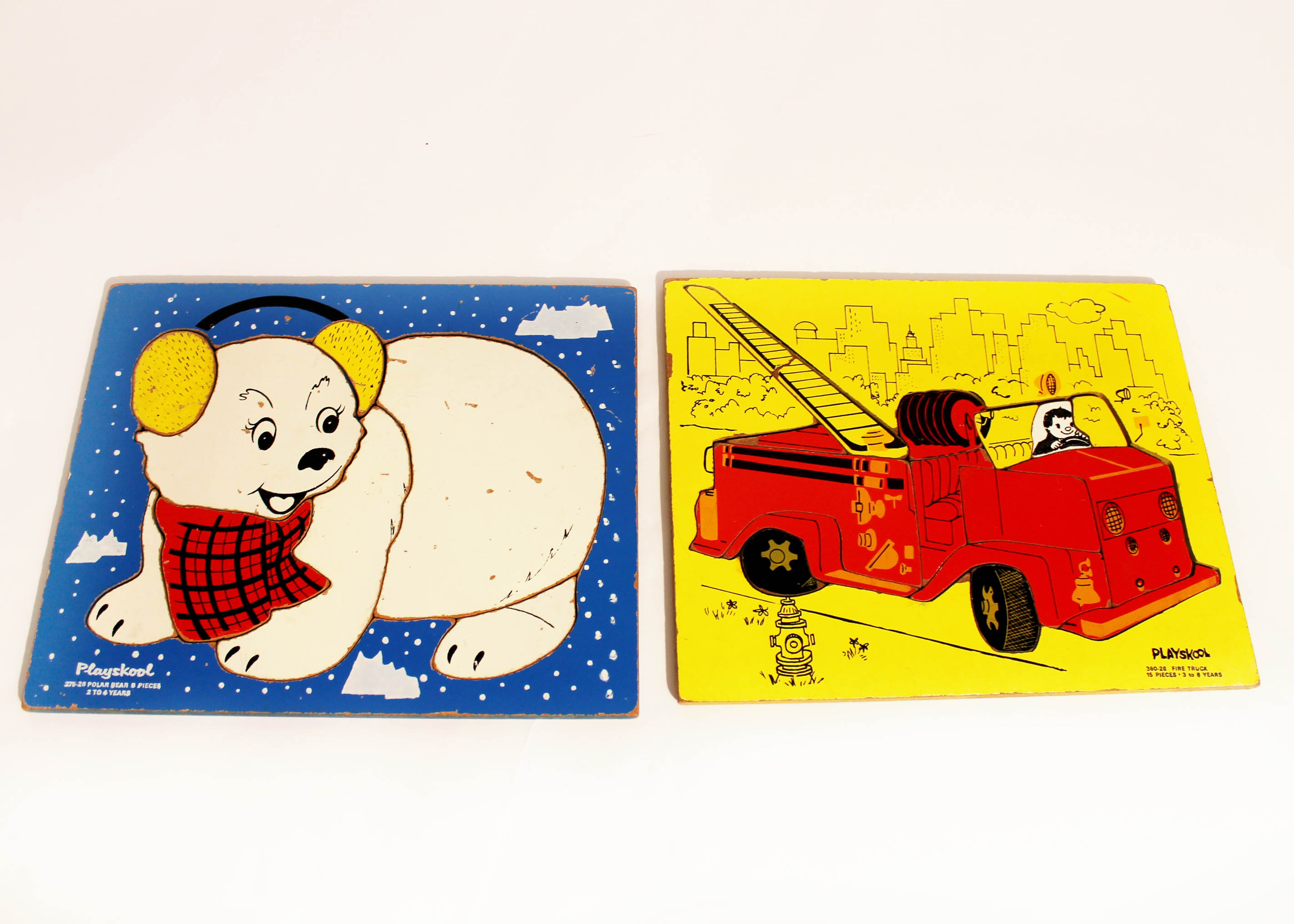 Collection of Five Vintage Playskool Wooden Tray Puzzles