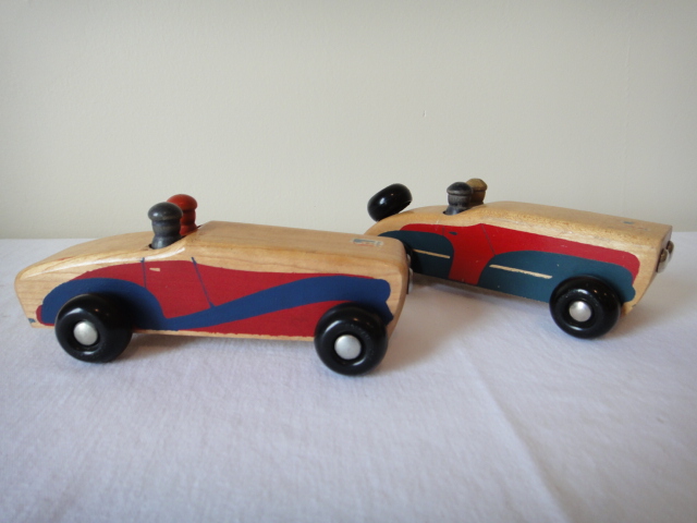 Two Vintage Holgate Wood Race Cars