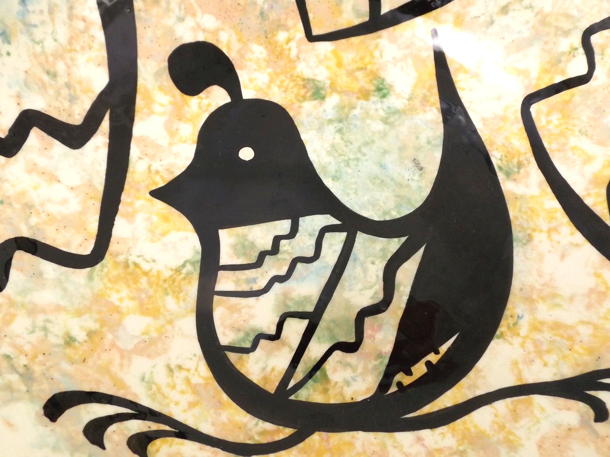 Vintage Southwest Mana Pottery Bowl with Quail Decoration