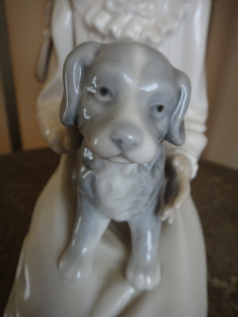 NAO Lladro "Girl Sitting With Puppy Dog" #A-30 Porcelain Figurine