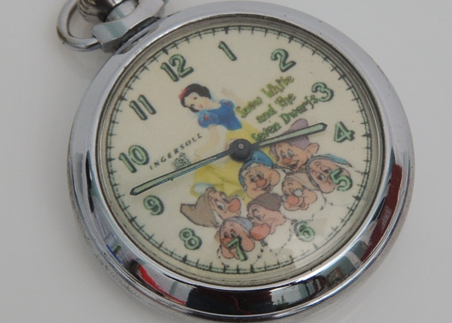 Vintage Snow White and The Seven Dwarfs Pocket Watch by Ingersoll