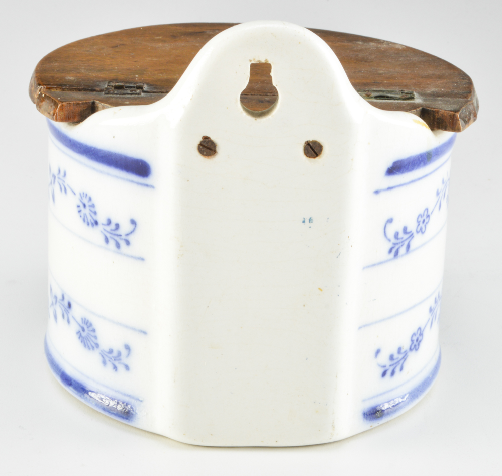Blue and White  Stoneware Salt Box