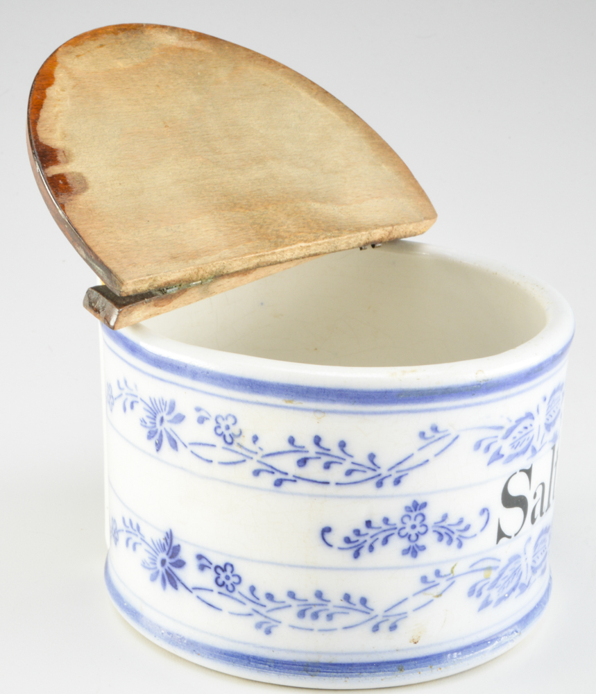 Blue and White  Stoneware Salt Box
