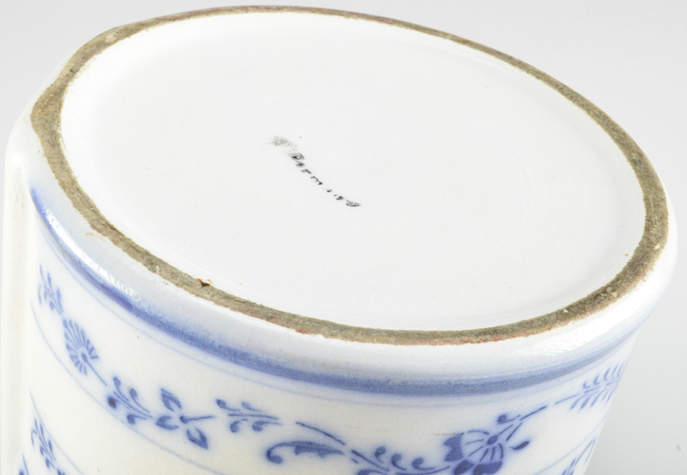 Blue and White  Stoneware Salt Box