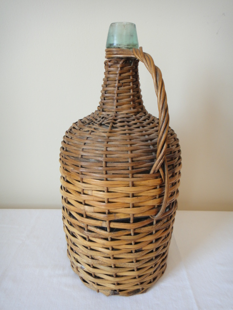 Vintage Wicker Covered Demijohn Jug