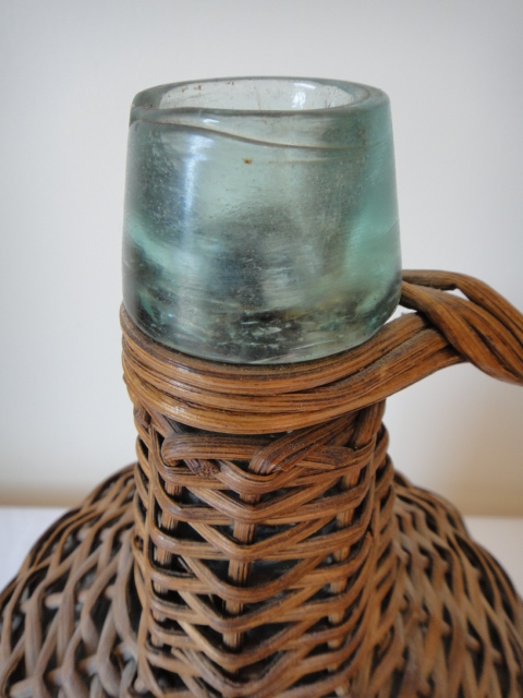 Vintage Wicker Covered Demijohn Jug