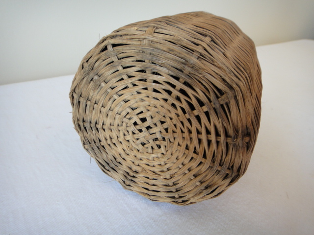 Vintage Woven Wicker Brown Demijohn Wine Bottle