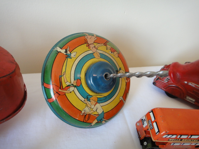 Vintage Hubley Kiddy Plane, Auburn Rubber Truck, Marx Transport +