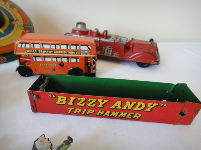 Vintage Hubley Kiddy Plane, Auburn Rubber Truck, Marx Transport +