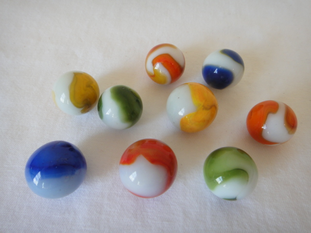 Nine Vintage Glass Marbles