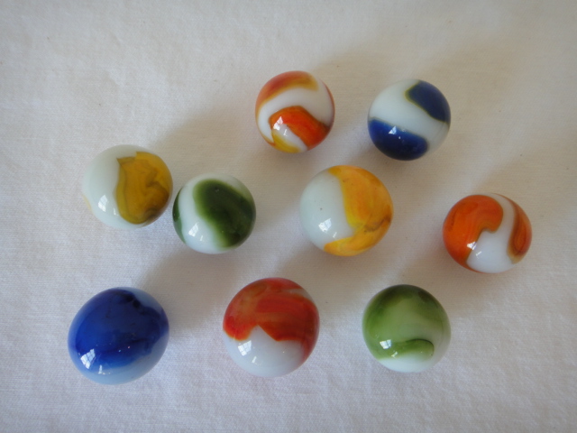 Nine Vintage Glass Marbles