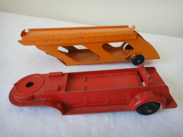 Vintage 1950s Tootsietoy Cast Metal Trucks, Bus and Carriers