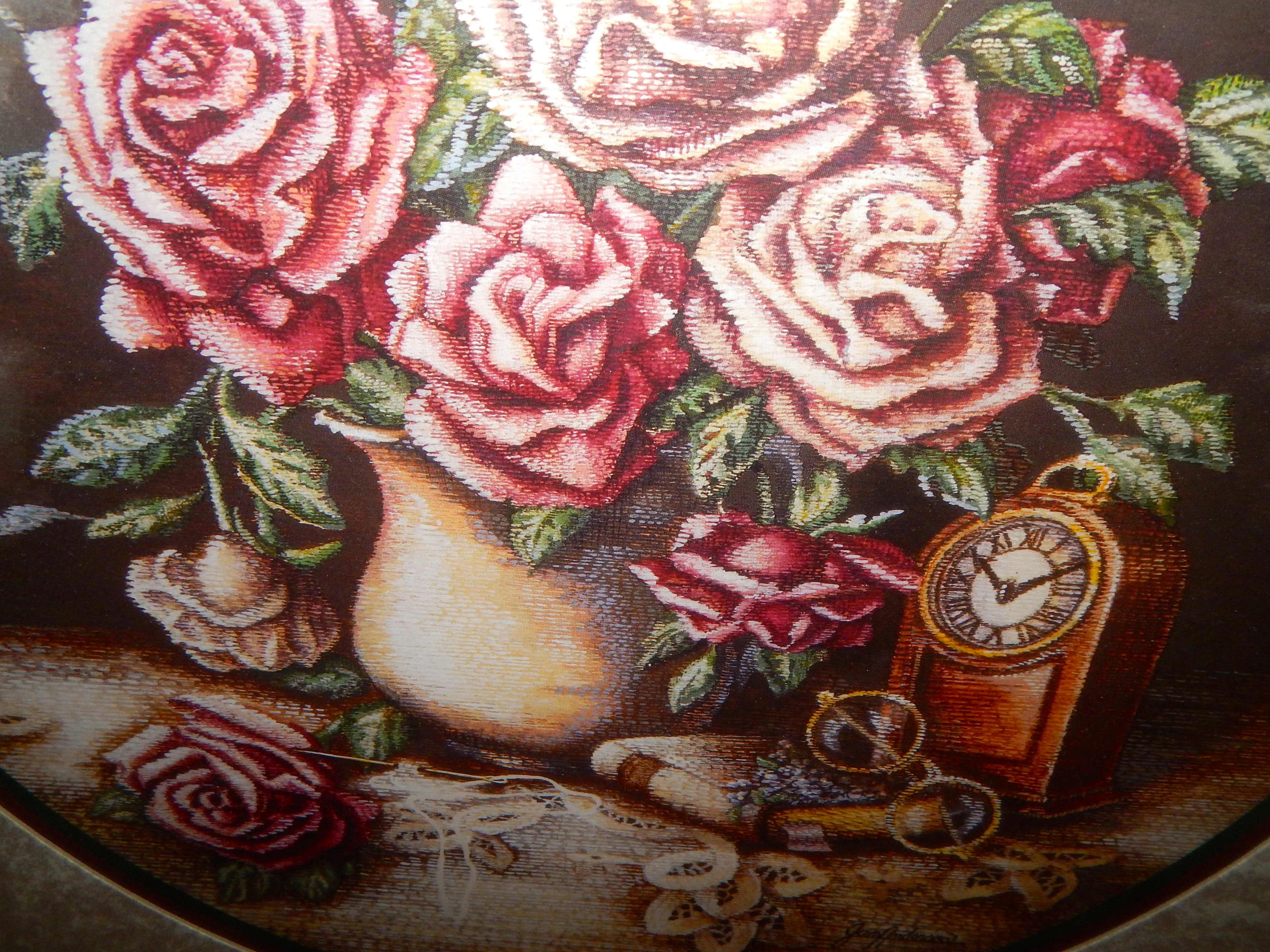 Vintage Framed Jan Anderson Print and Italian Floral Art 