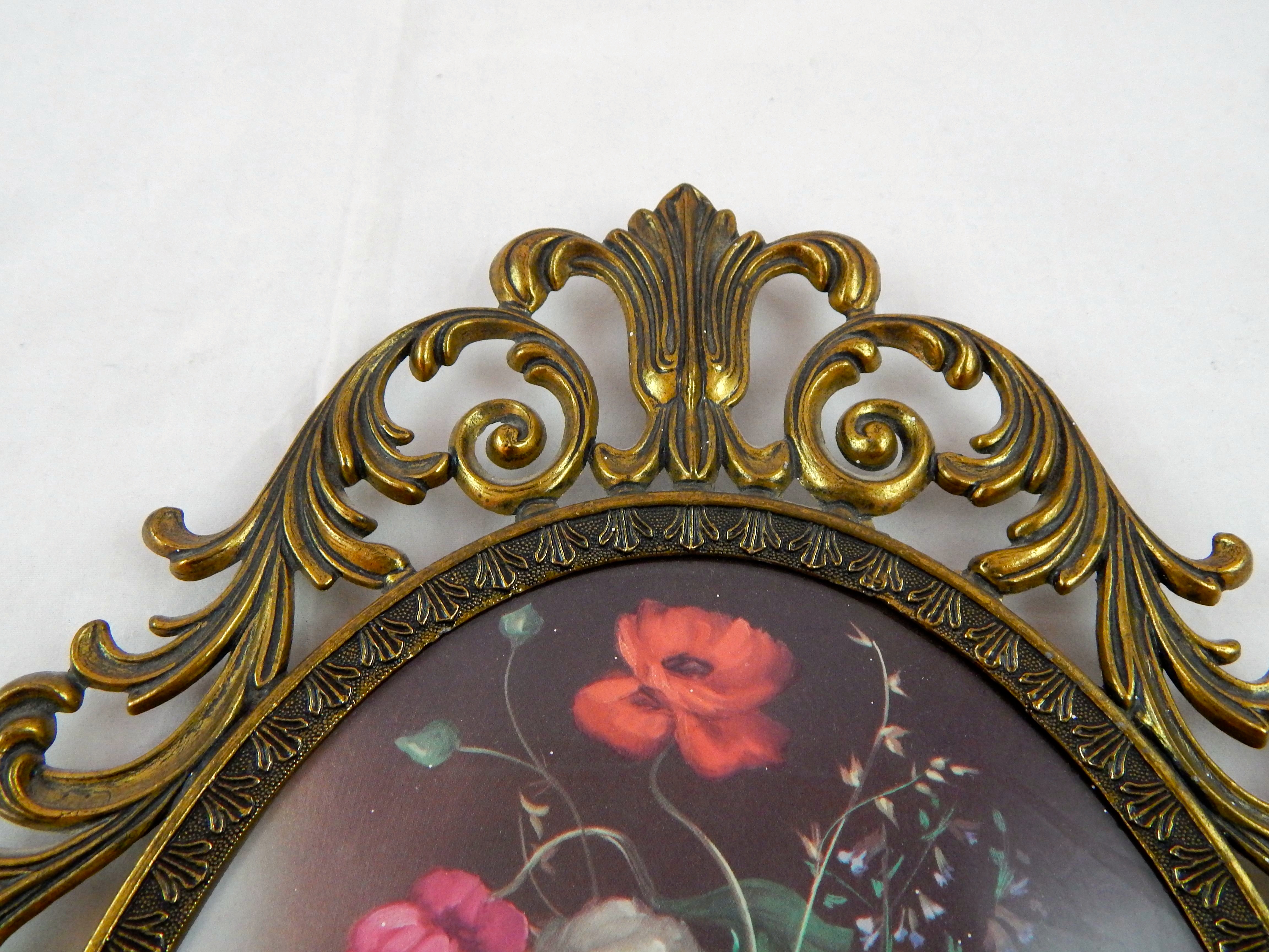 Vintage Framed Jan Anderson Print and Italian Floral Art 