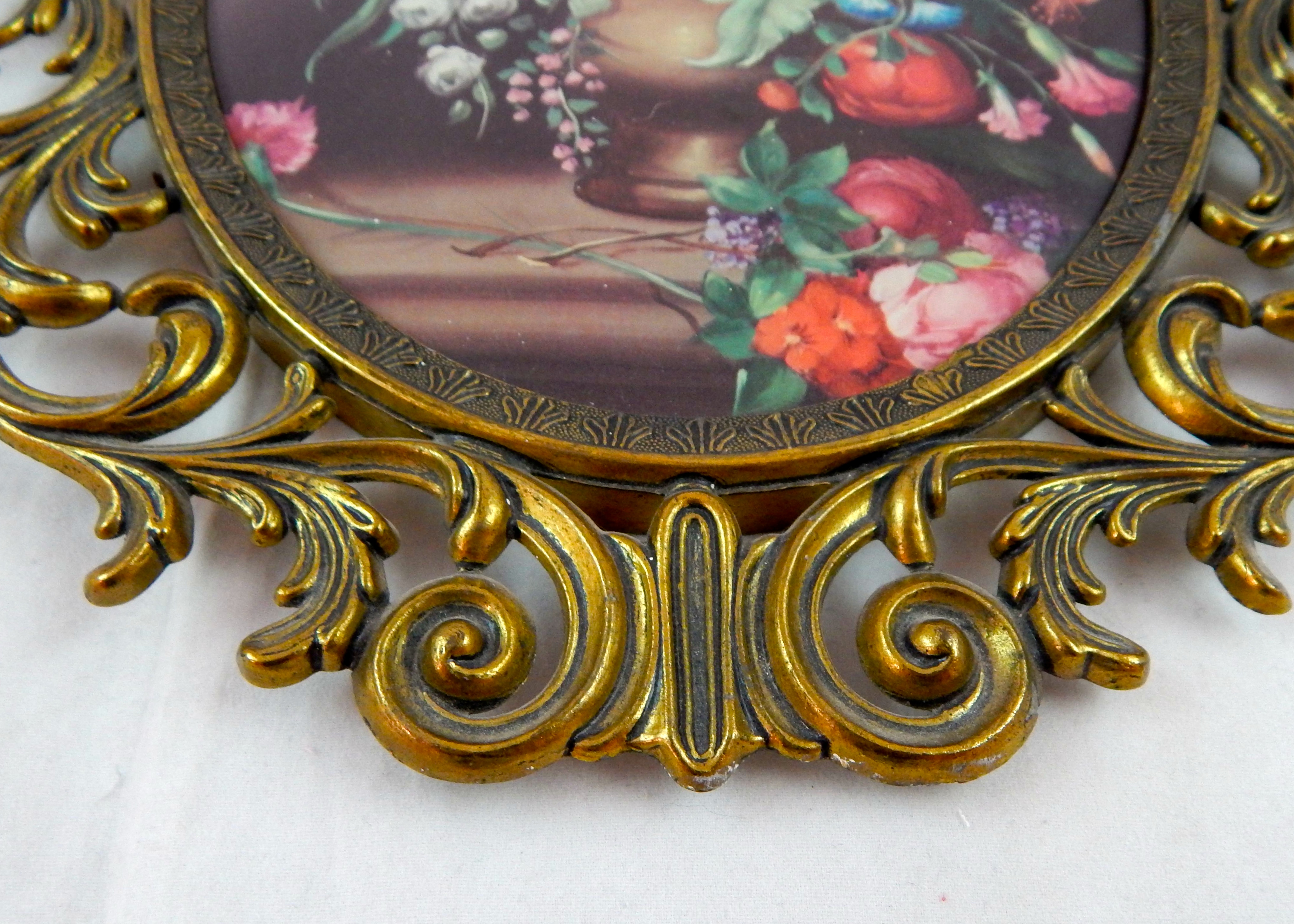 Vintage Framed Jan Anderson Print and Italian Floral Art 