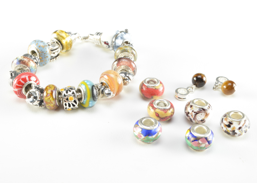 Trollbeads Silver Bracelet with Trollbeads and Chamilia Charms