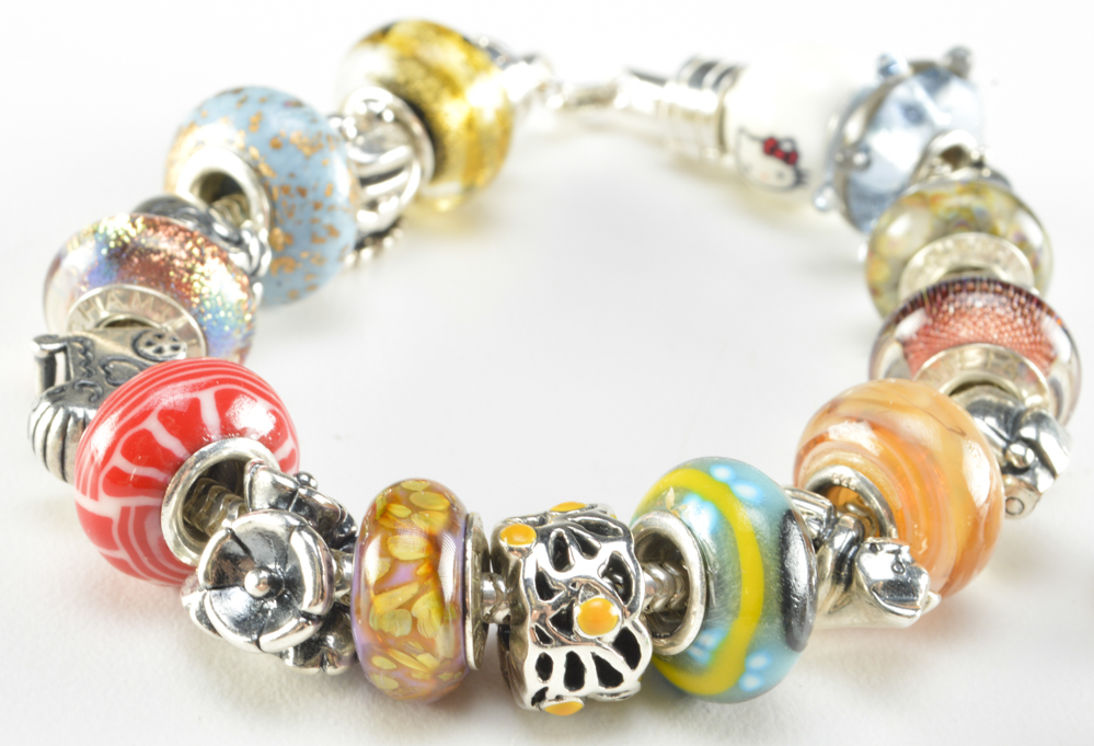 Trollbeads Silver Bracelet with Trollbeads and Chamilia Charms