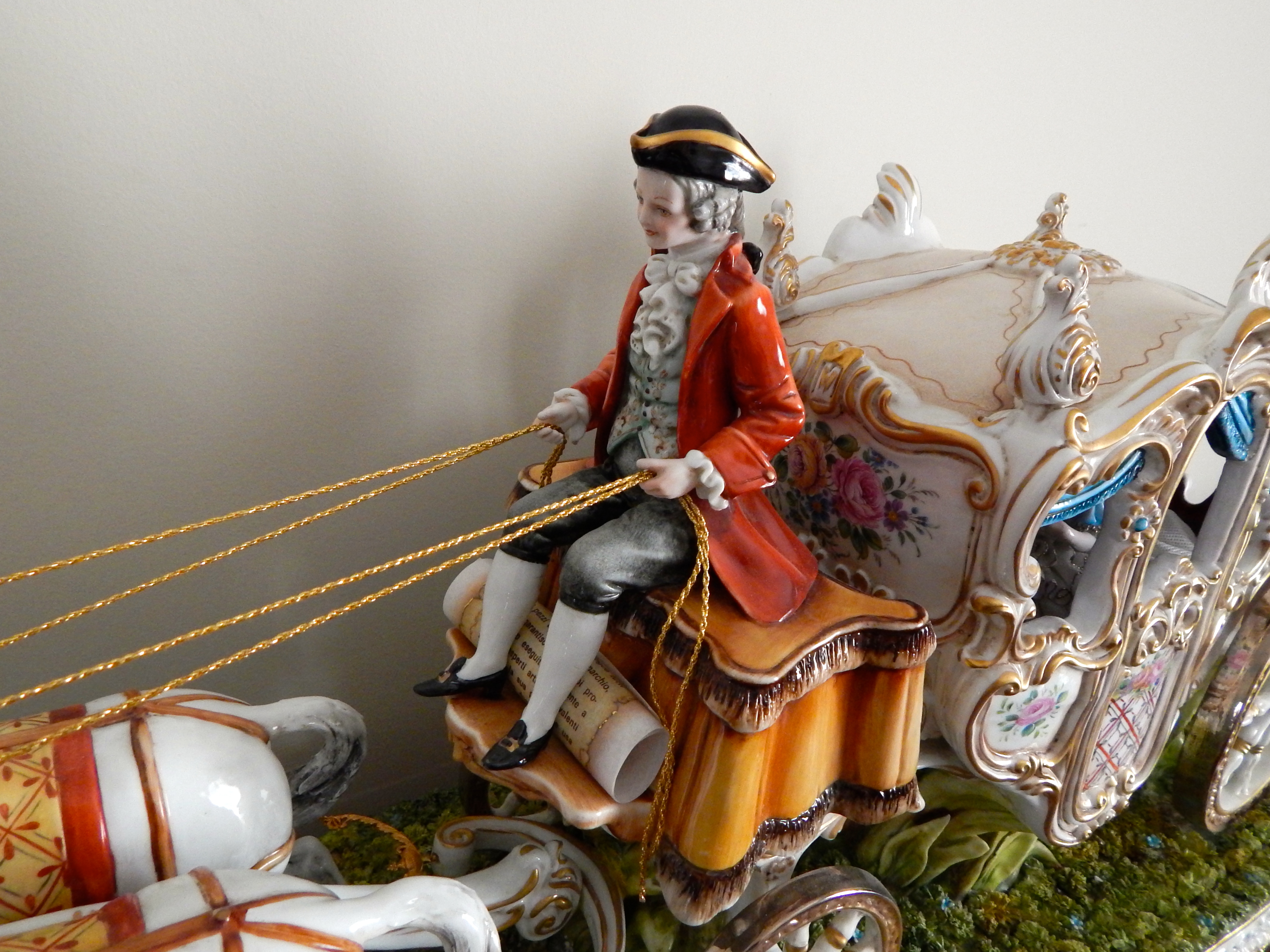 Tiche Italian Porcelain Horse-Drawn Carriage Scene
