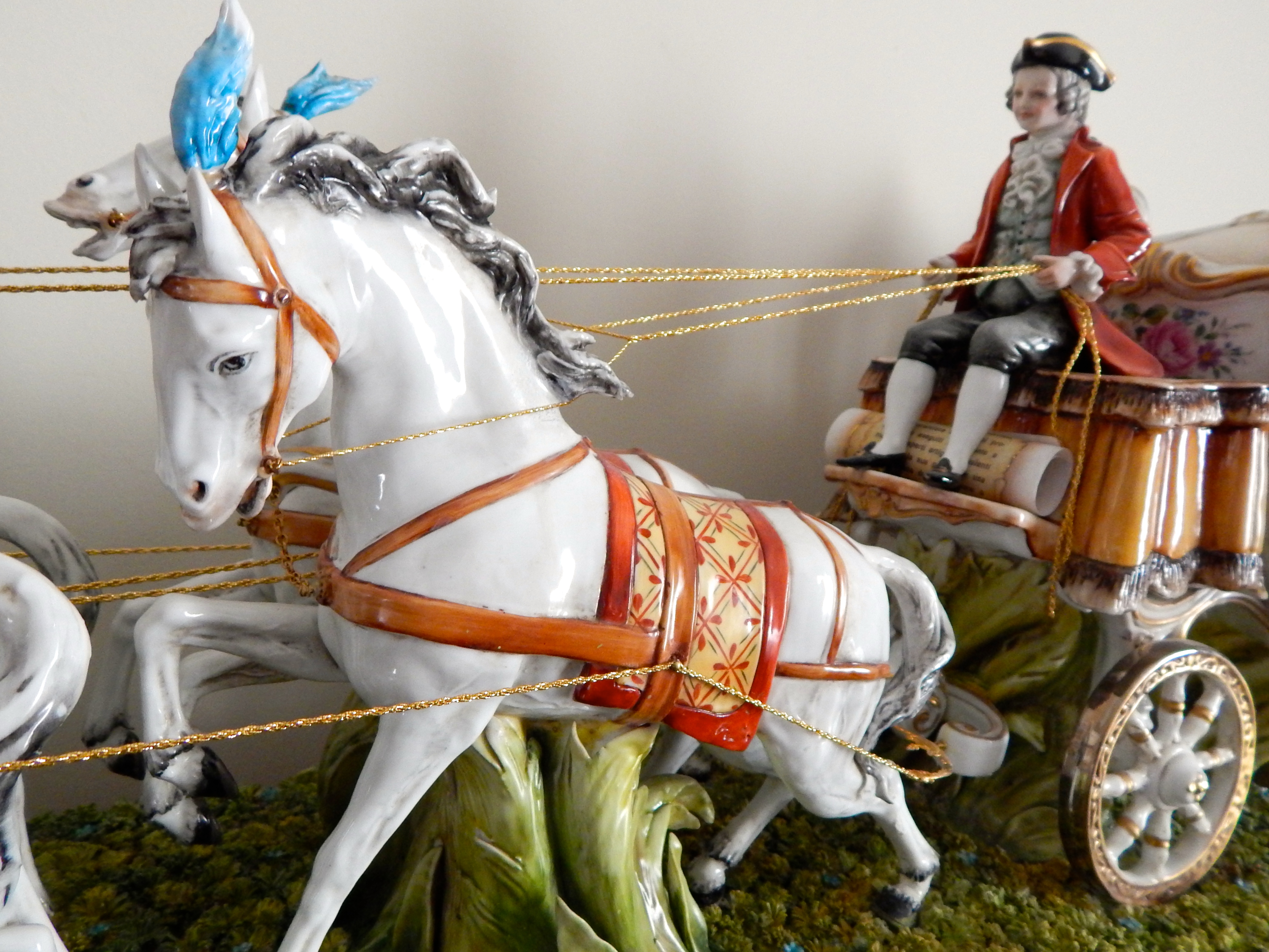 Tiche Italian Porcelain Horse-Drawn Carriage Scene