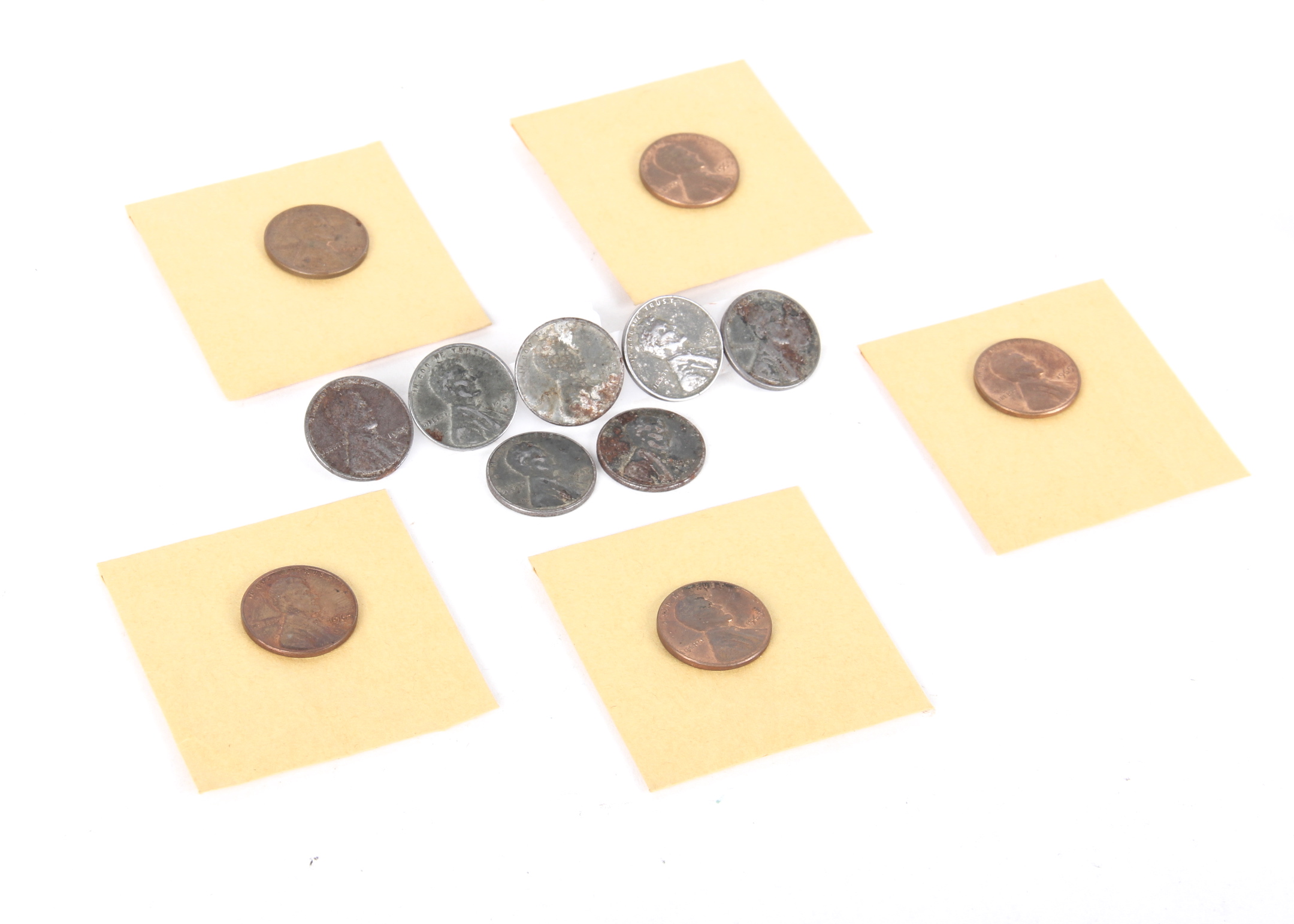 Grouping of United States Lincoln Steel and Copper Pennies