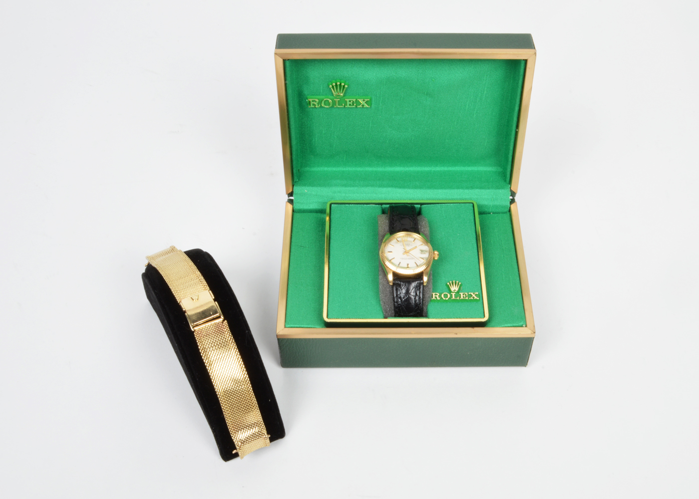 Vintage Women's 14K Gold Rolex Watch with Two Bands