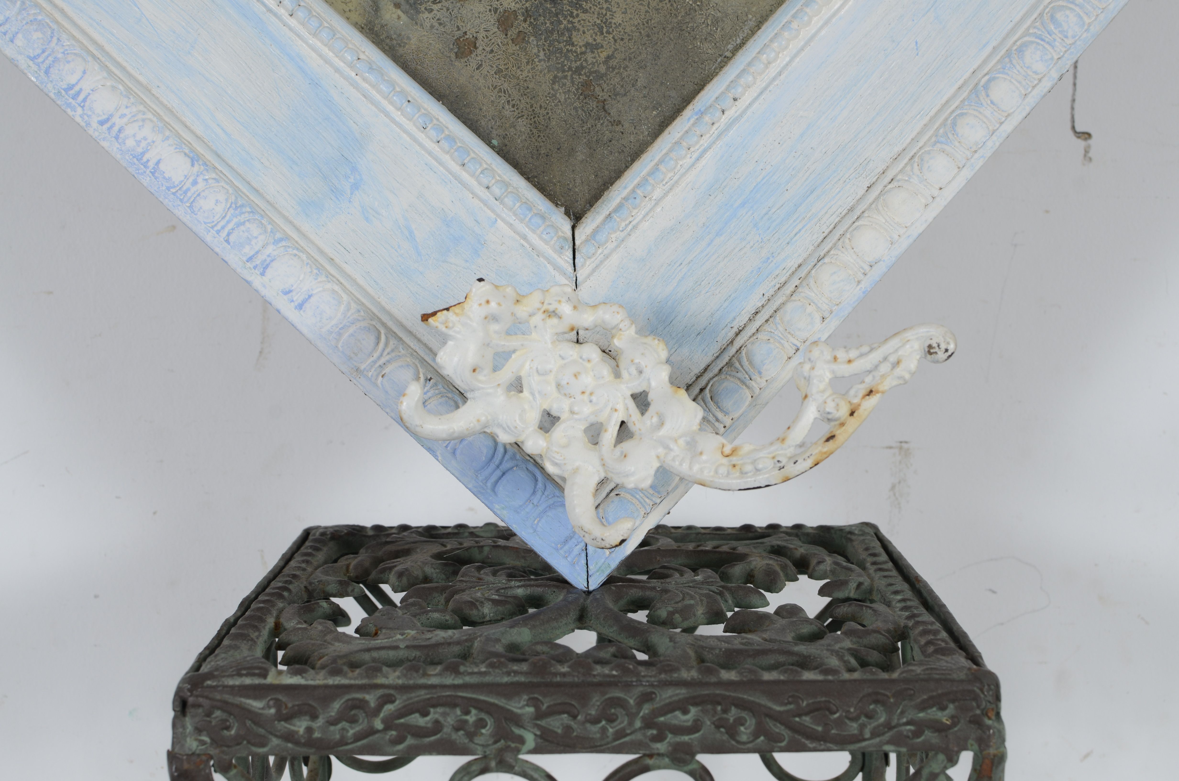 Antique Mirror Hat Tree and Metal Plant Stand